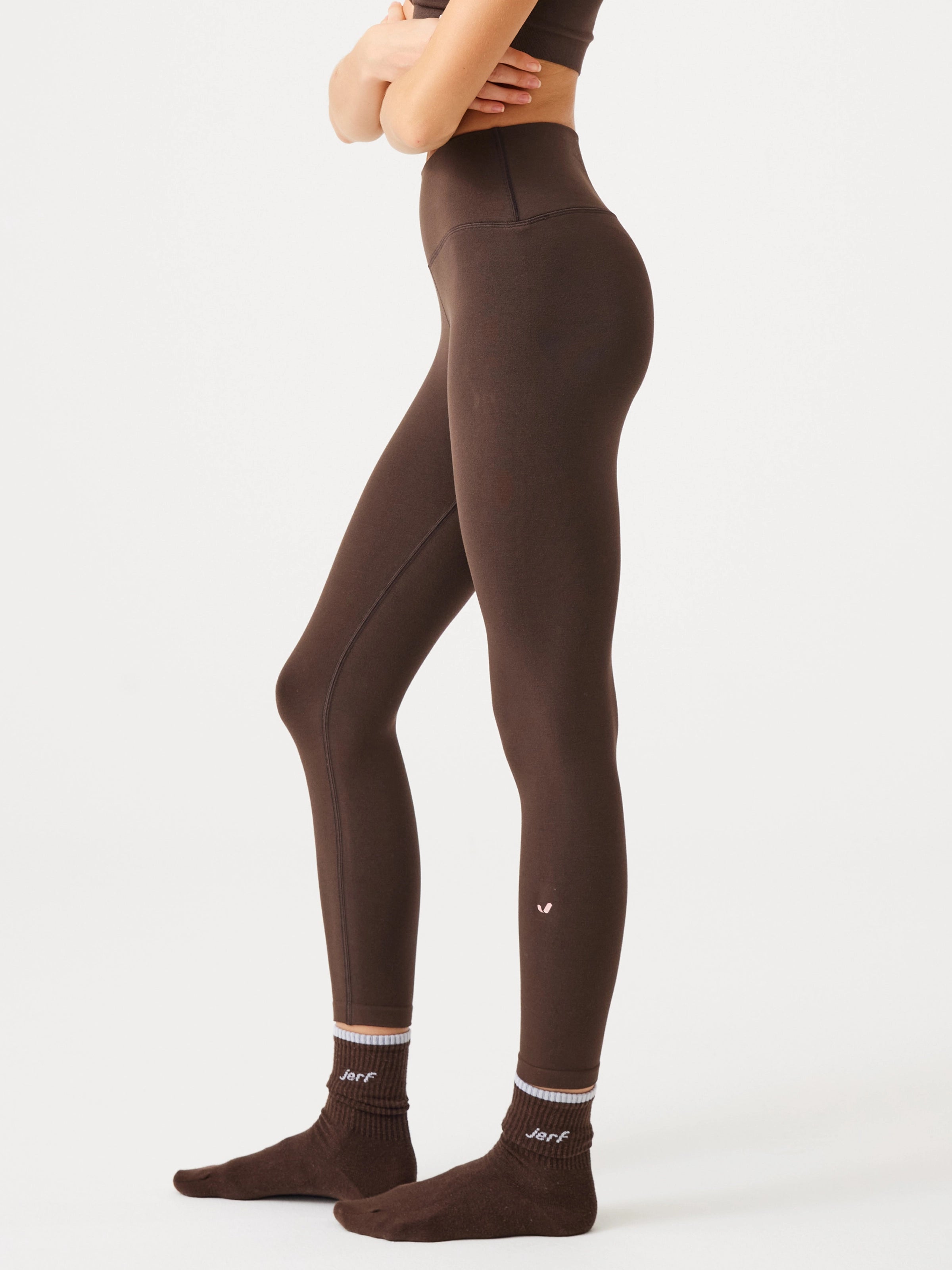 Aura Yüksek Bel 7/8 Modal Tayt Koyu Kahve