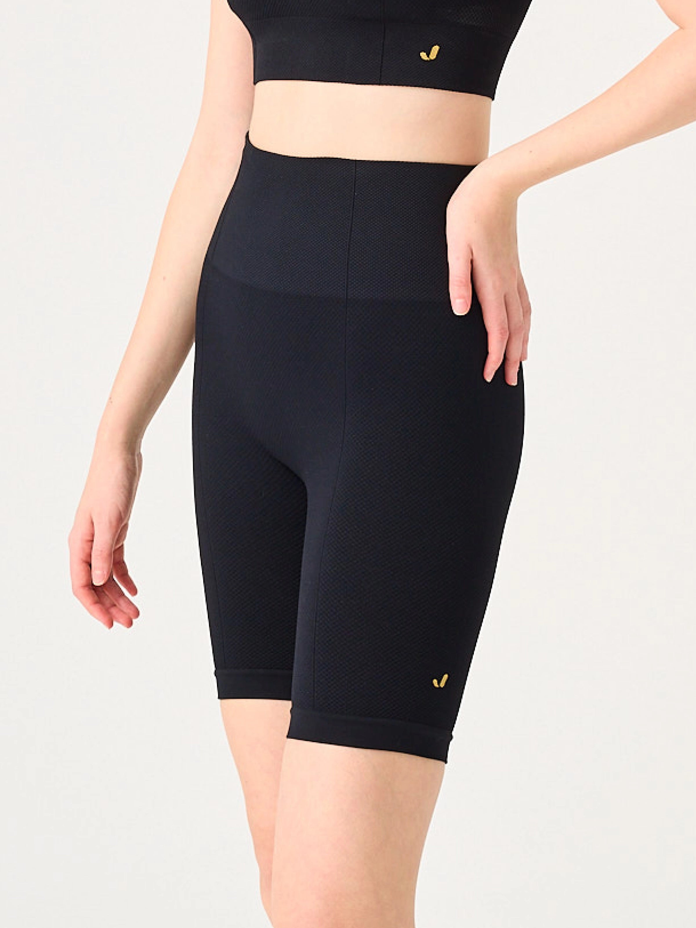 Holly Petek Desenli Yüksek Bel Biker Tayt Siyah