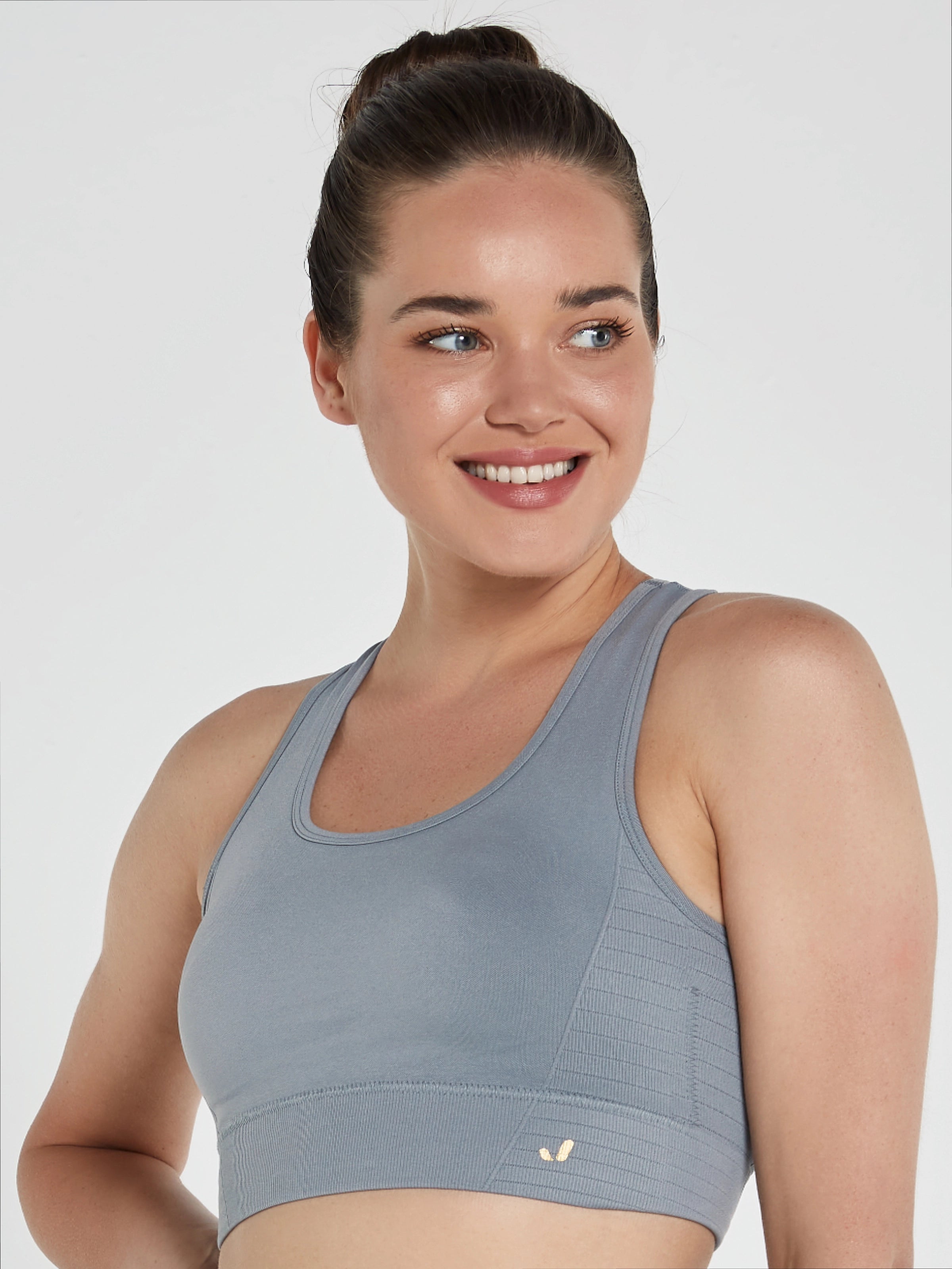 Gela Çift Katlı Kompress Sport Bra Gri