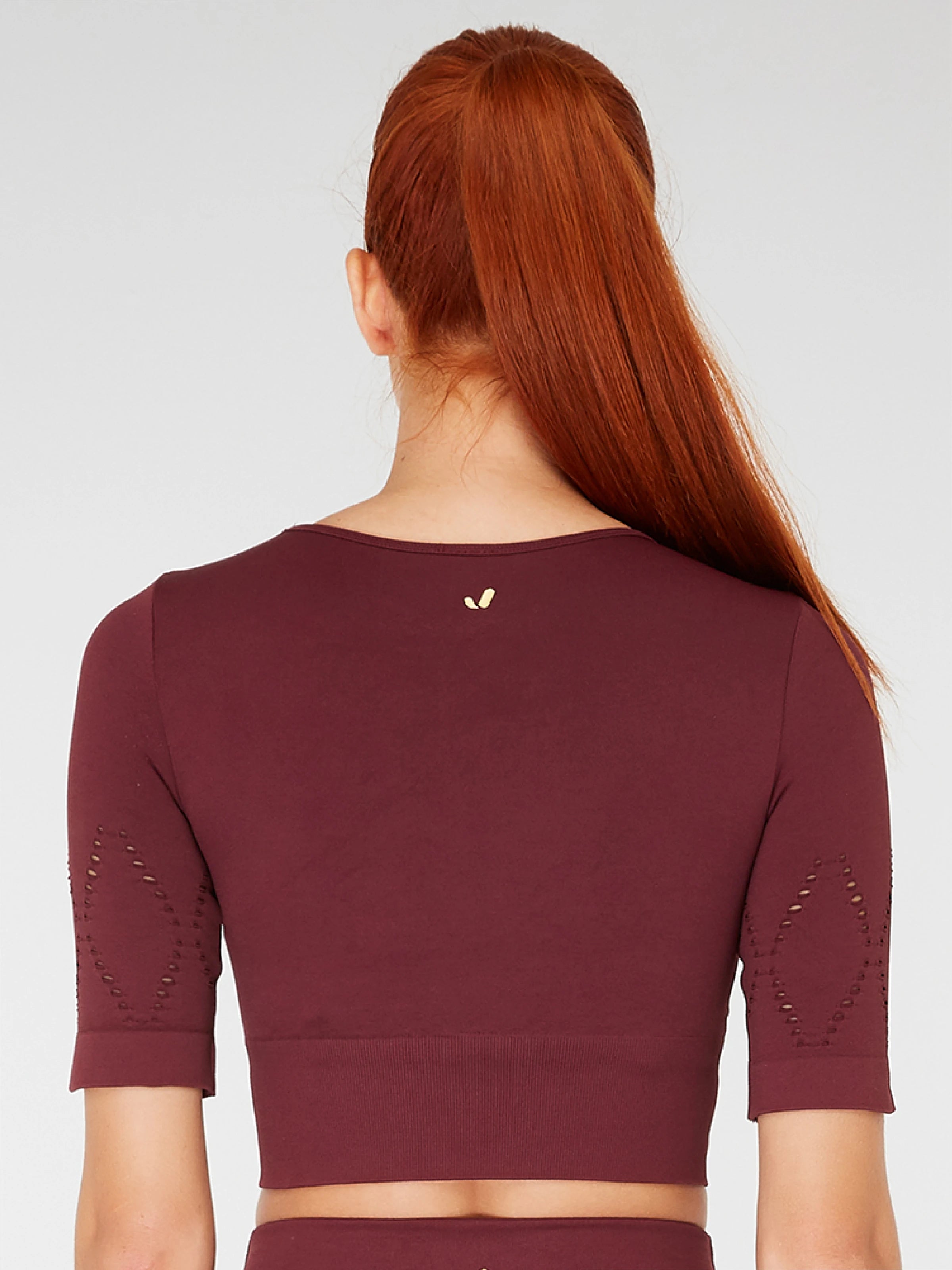 Naples Kısa Kol Crop Top Econyl Bordo