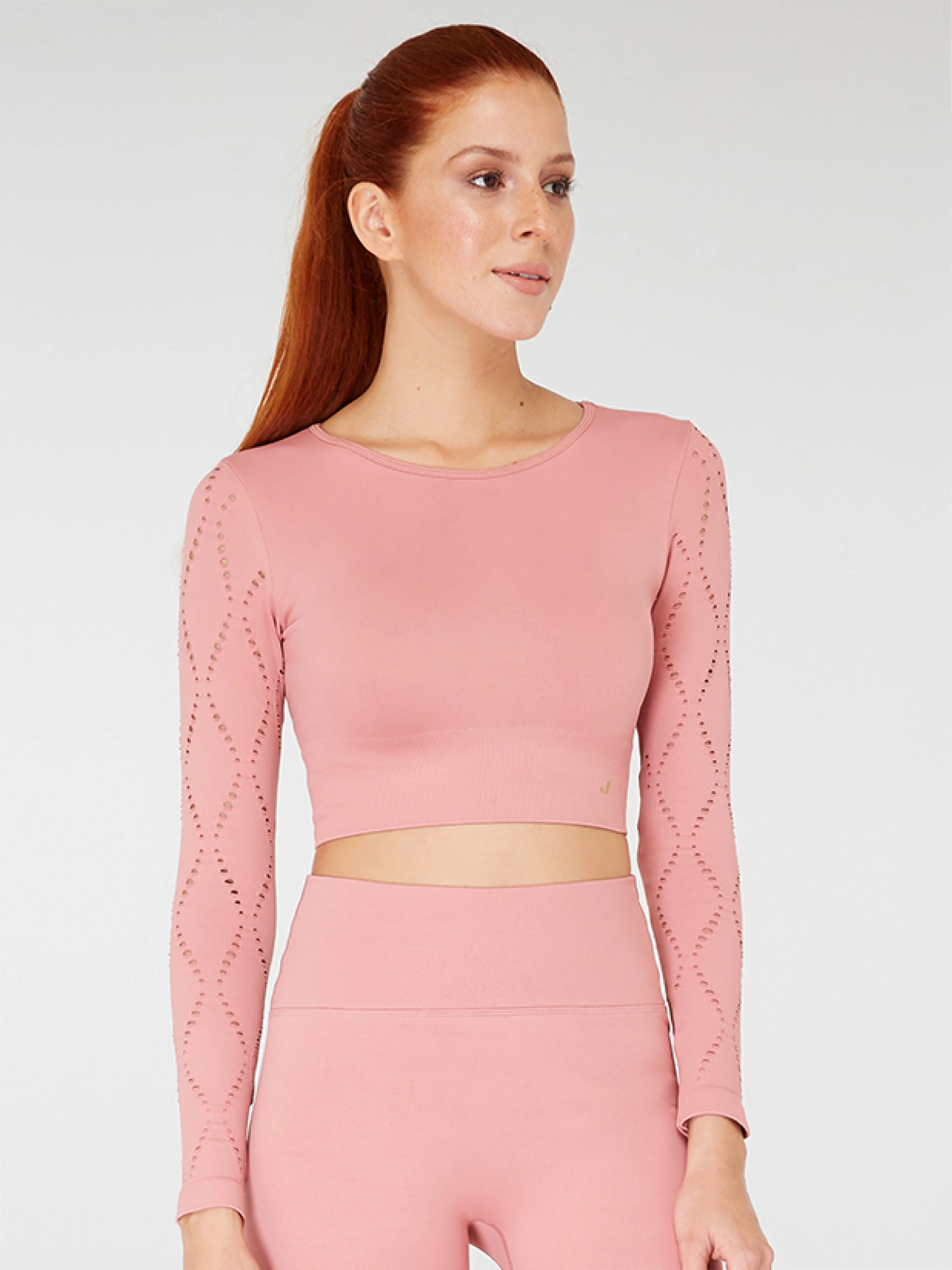 Naples Uzun Kol Crop Top Econyl Pembe