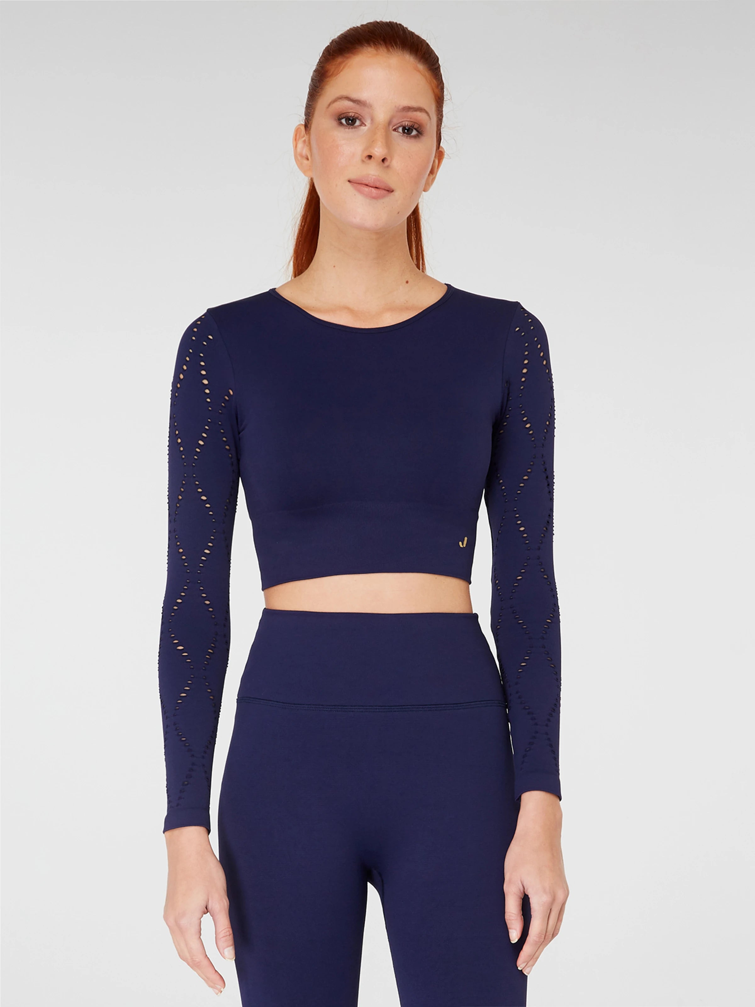 Naples Uzun Kol Crop Top Econyl Lacivert