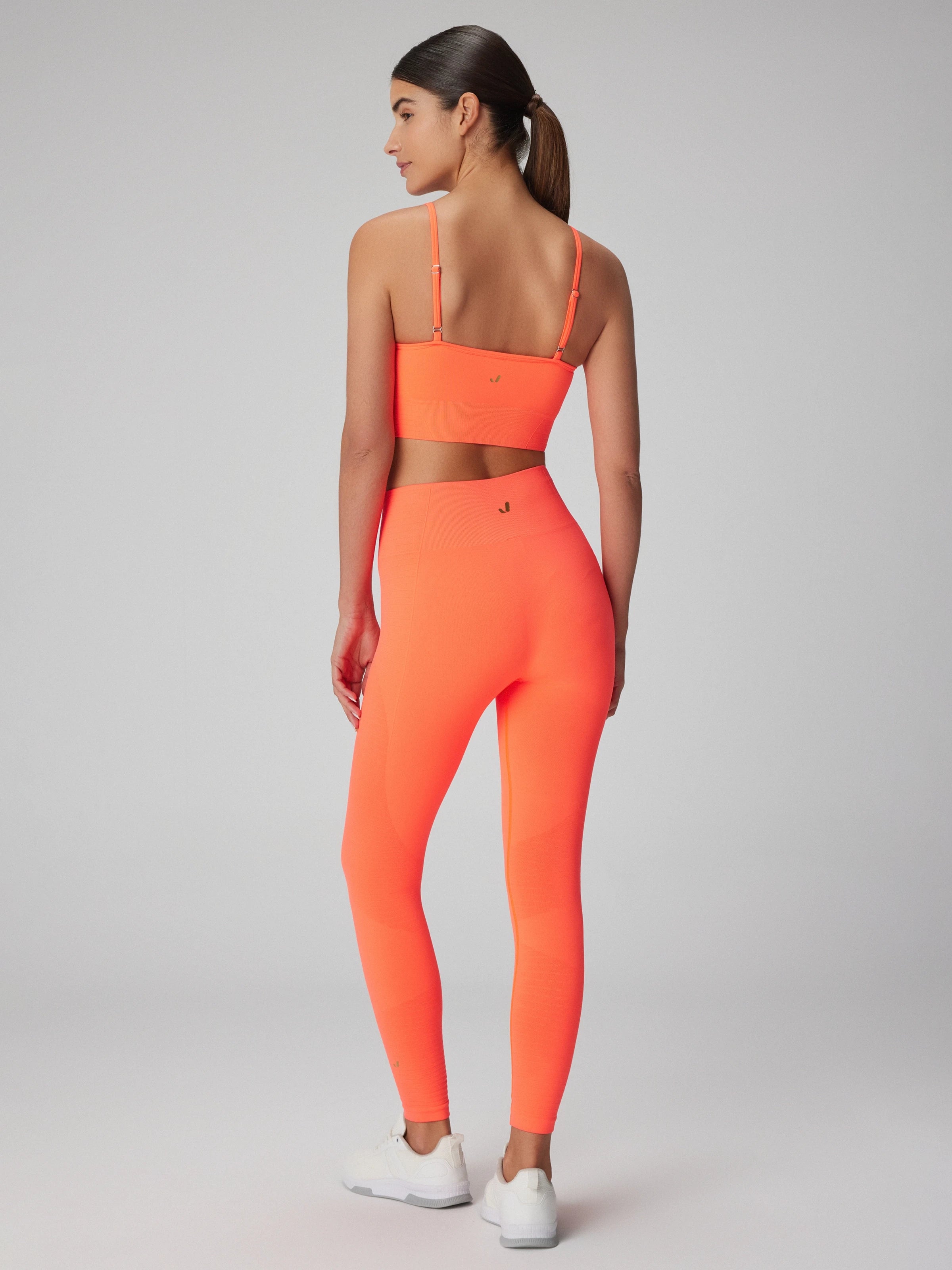 Gela Yüksek Bel, Esnek ve Toparlayıcı Spor Tayt Neon Mercan
