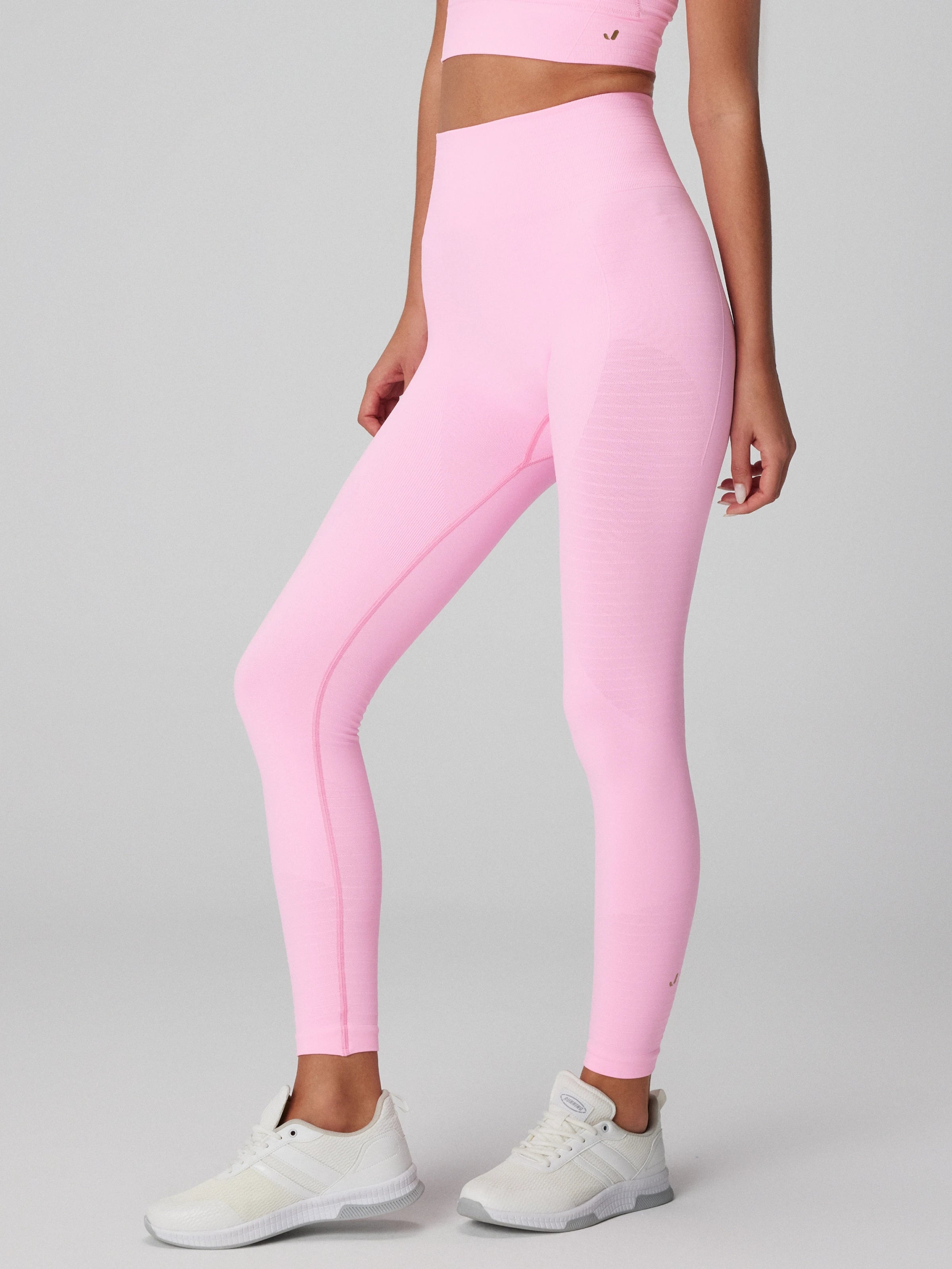 Gela Yüksek Bel, Esnek ve Toparlayıcı Spor Tayt Neon Pembe