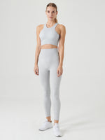 Palmi Melanj Desenli Yüksek Bel Tayt Gri