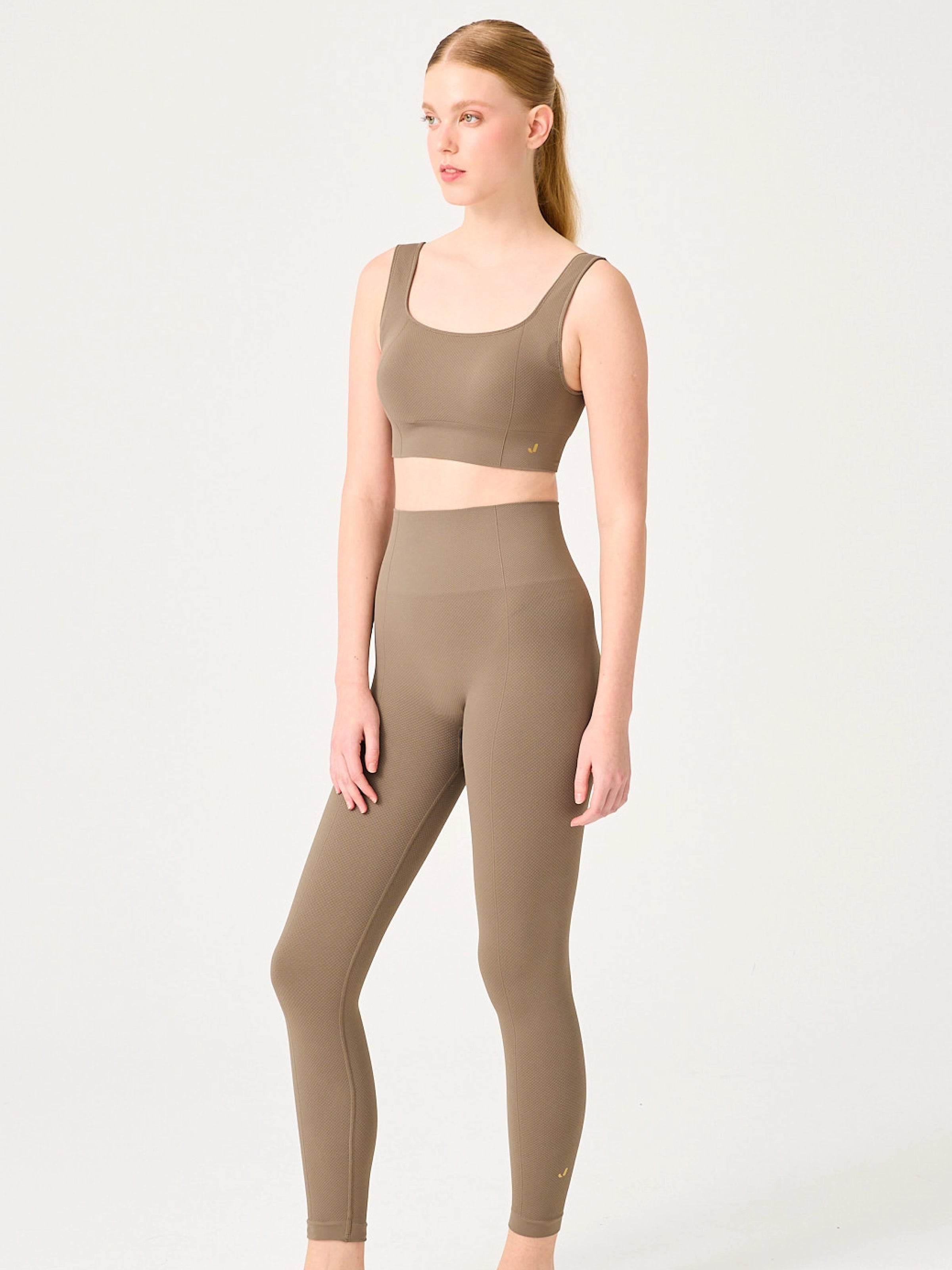 Holly Petek Desenli Yüksek Bel Tayt Yeşil