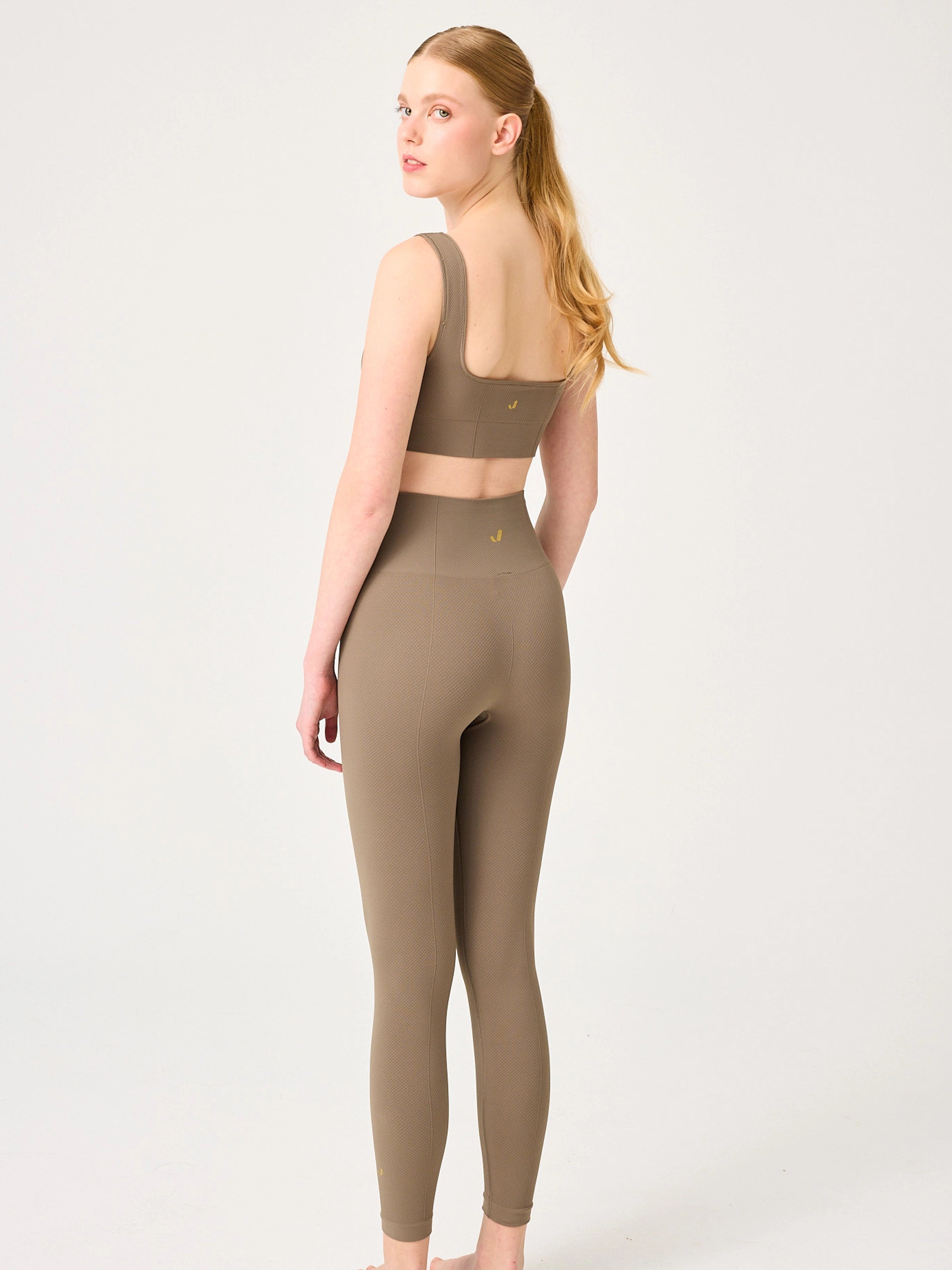 Holly Petek Desenli Yüksek Bel Tayt Yeşil