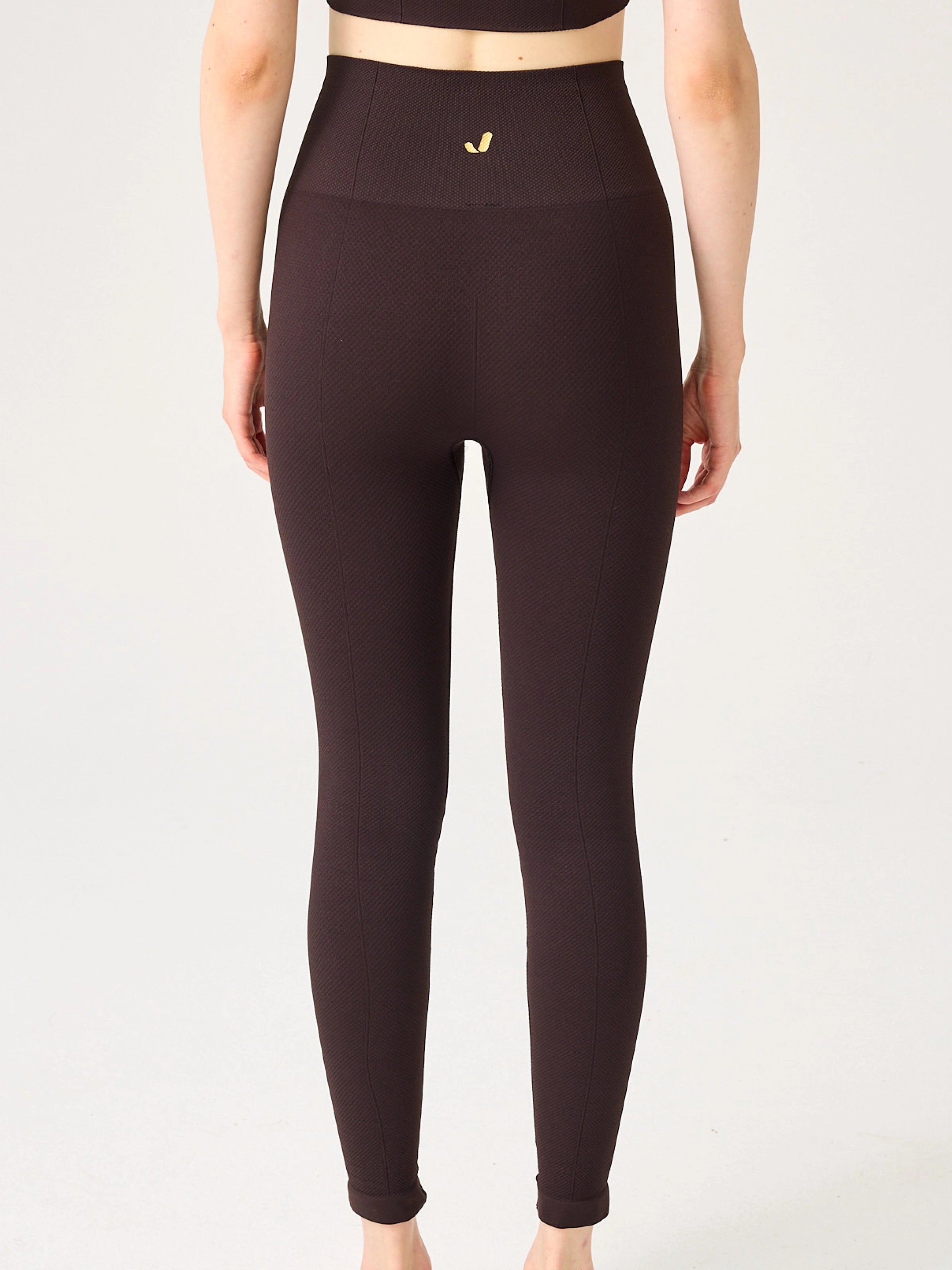 Holly Petek Desenli Yüksek Bel Tayt Acı Kahve