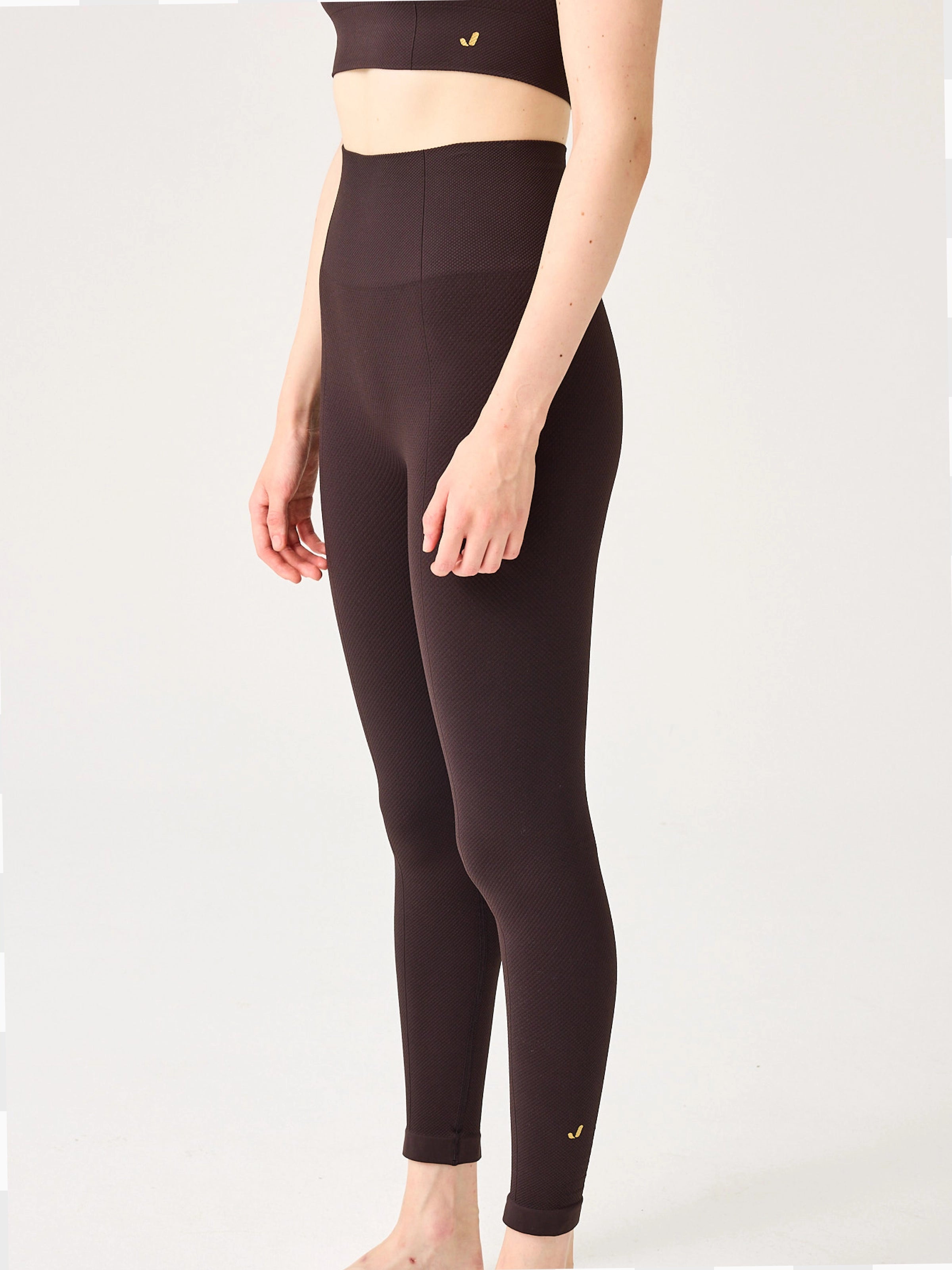 Holly Petek Desenli Yüksek Bel Tayt Acı Kahve