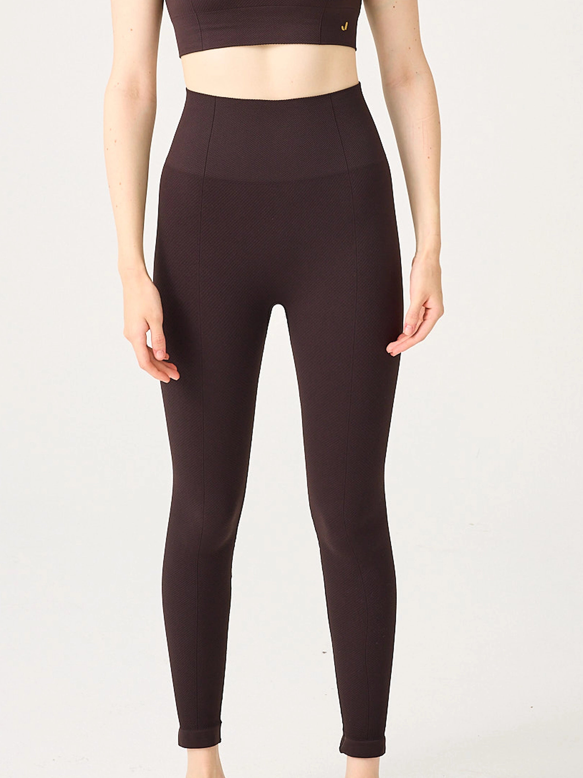 Holly Petek Desenli Yüksek Bel Tayt Acı Kahve