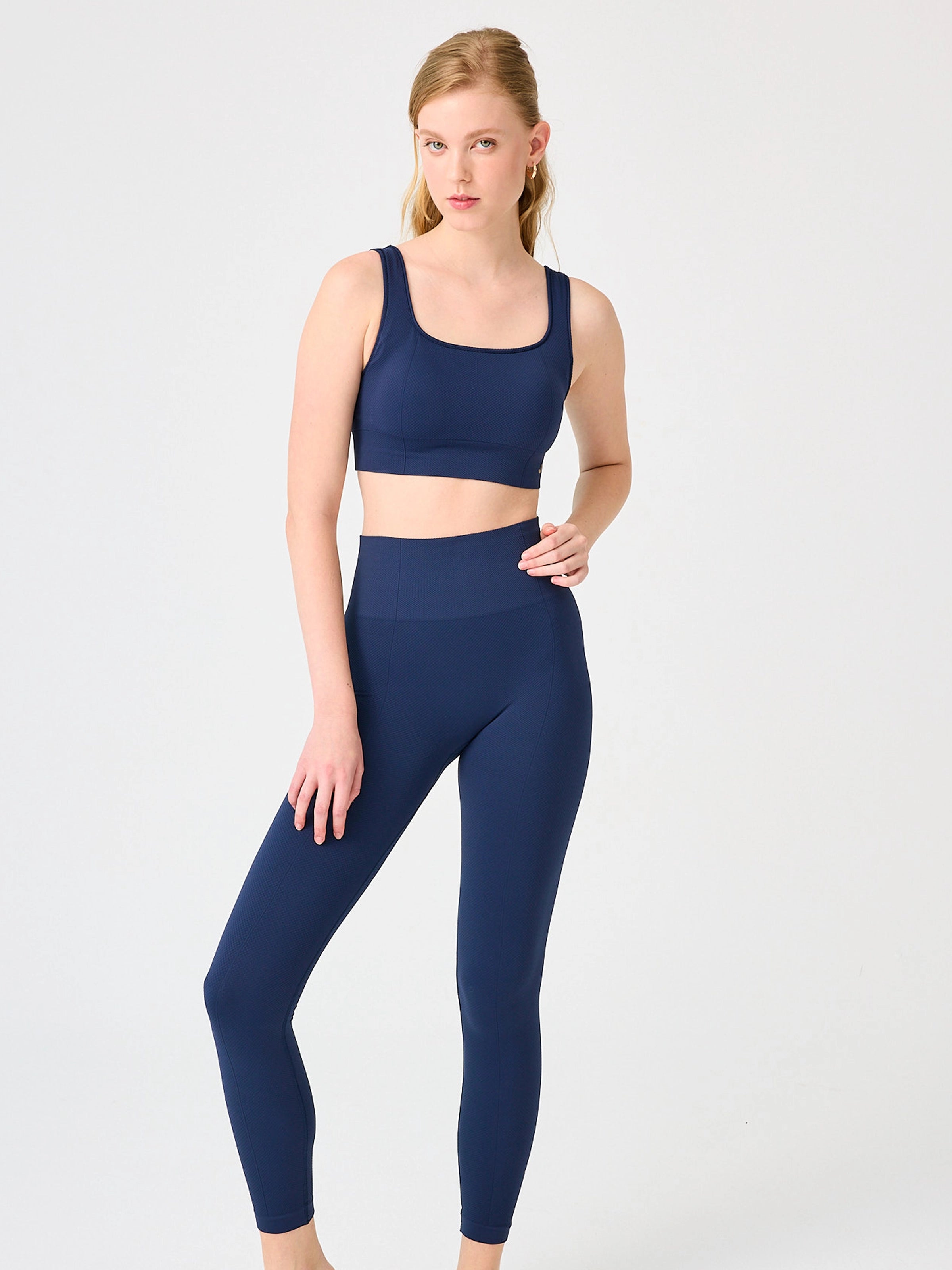 Holly Petek Desenli Yüksek Bel Tayt Lacivert