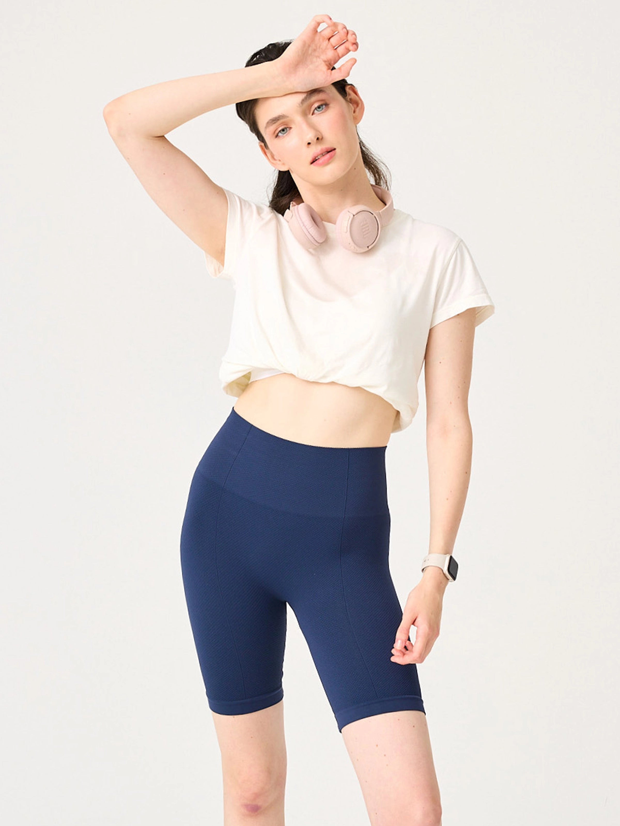 Holly Petek Desenli Yüksek Bel Biker Tayt Lacivert