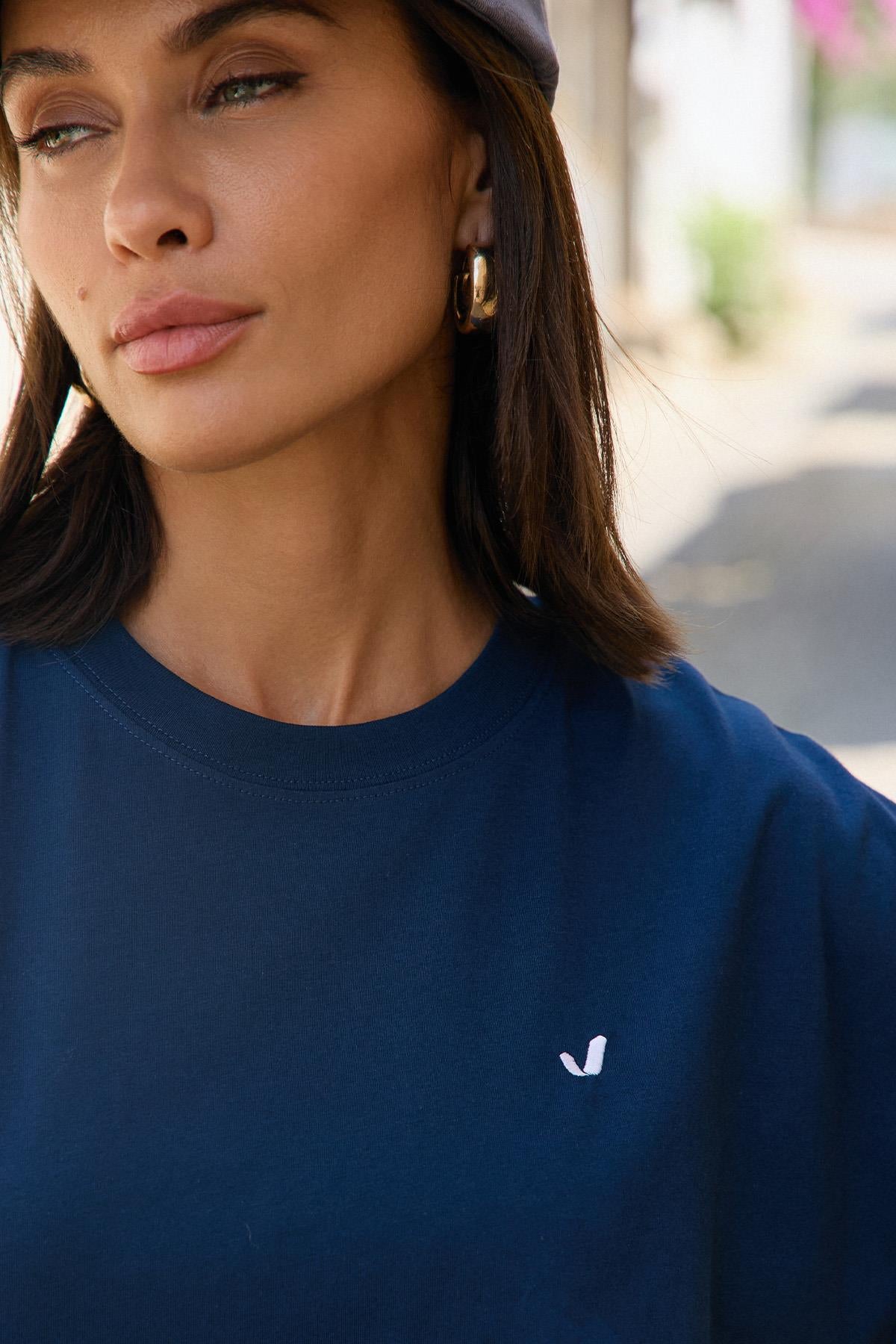 Aura Crop T-Shirt Navy 