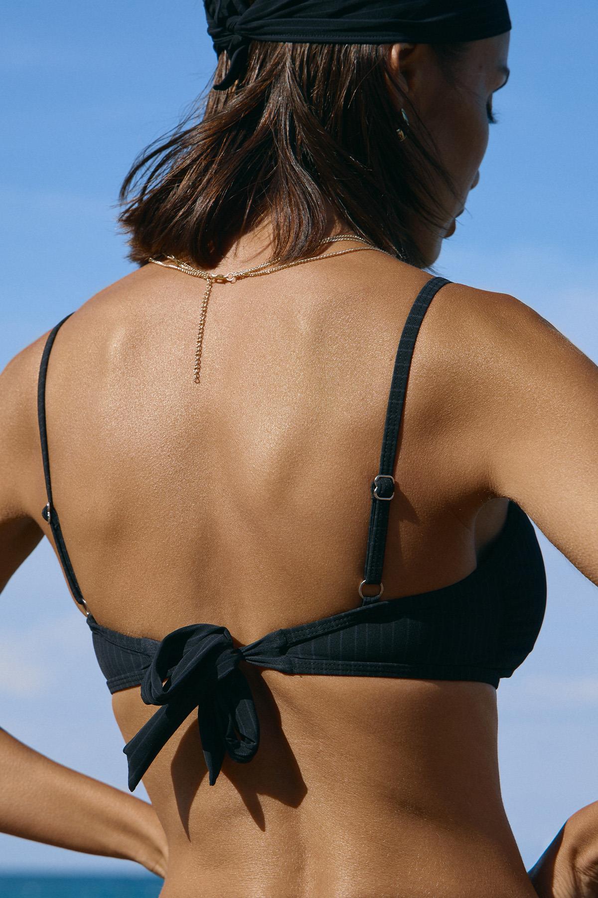 Çizgili Bikini Set Siyah