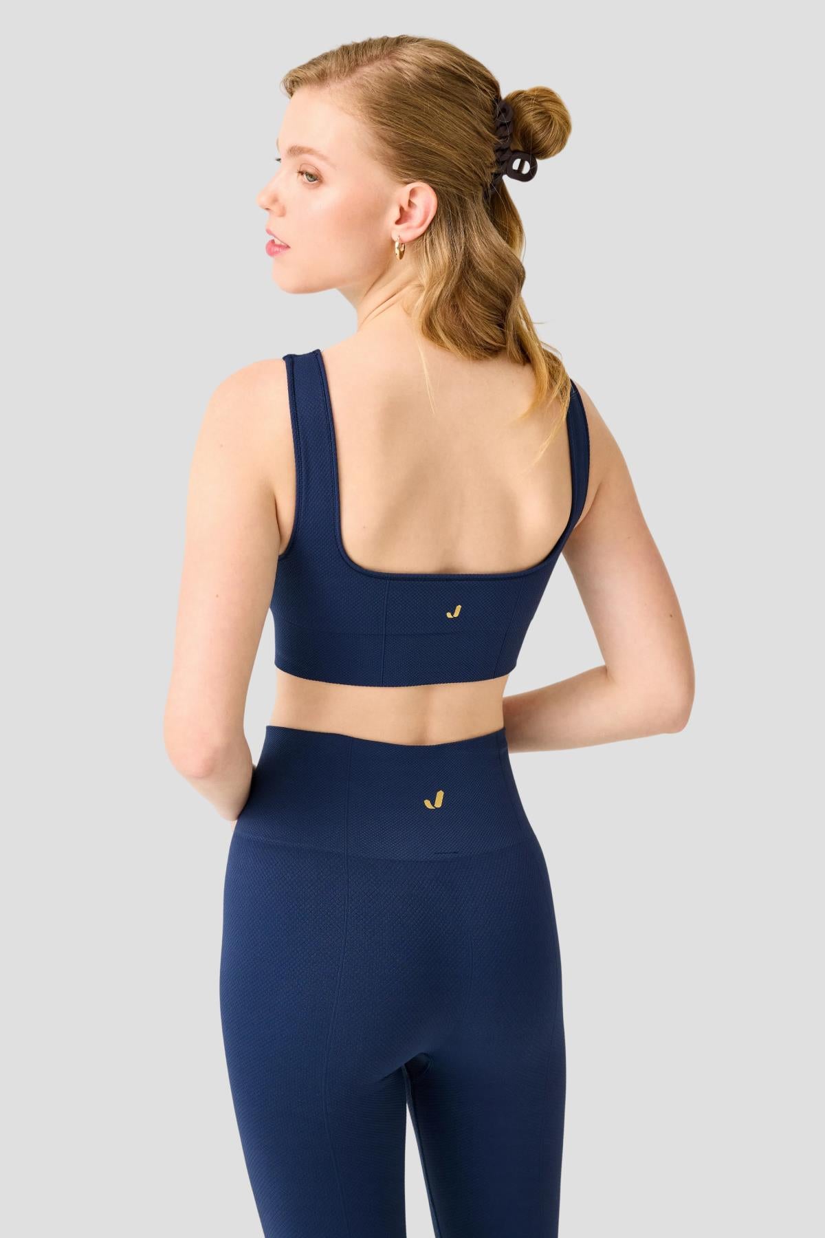 Holly Petek Desenli Kaplı Bra Lacivert