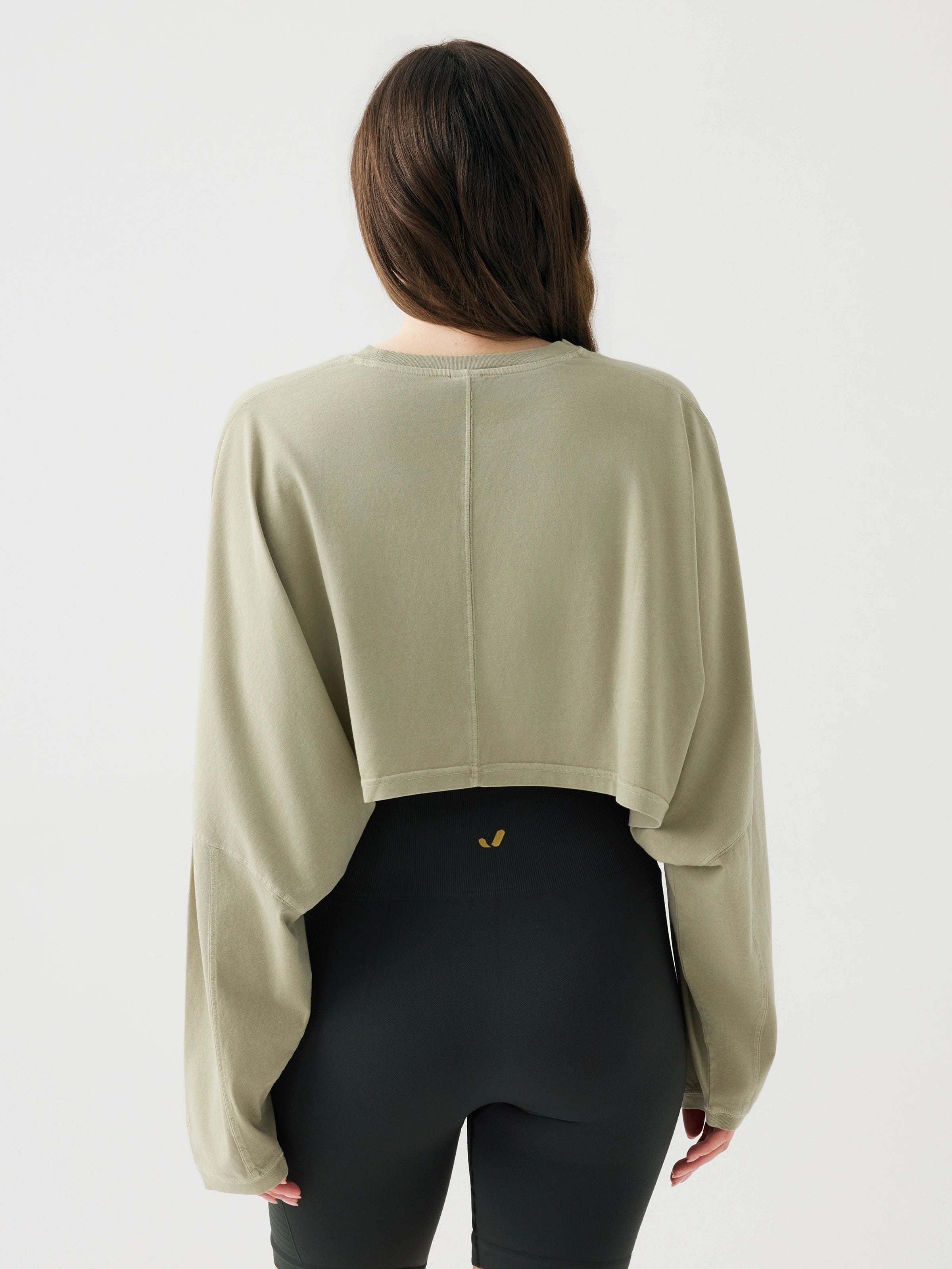 Aura Crop Long Sleeve T-Shirt Yeşil