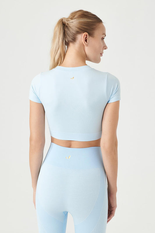Captiva Yumuşak Dokulu & Esnek Crop Top Mavi