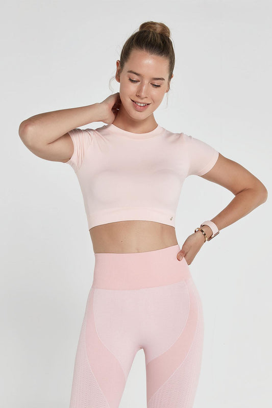 Captiva Yumuşak Dokulu & Esnek Crop Top Pembe