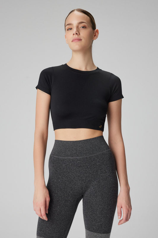 Captiva Yumuşak Dokulu & Esnek Crop Top Siyah