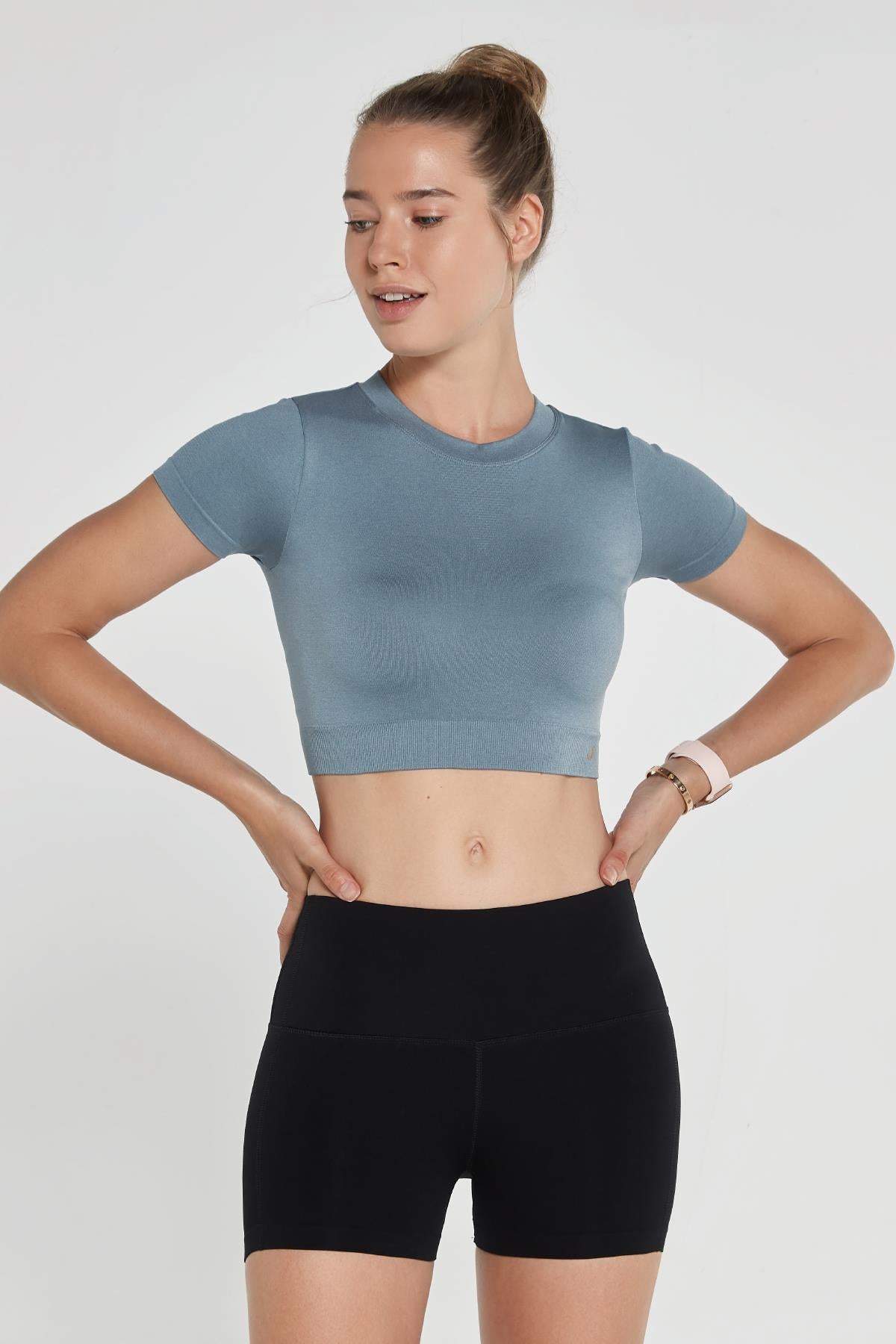 Captiva Yumuşak Dokulu & Esnek Crop Top Stone