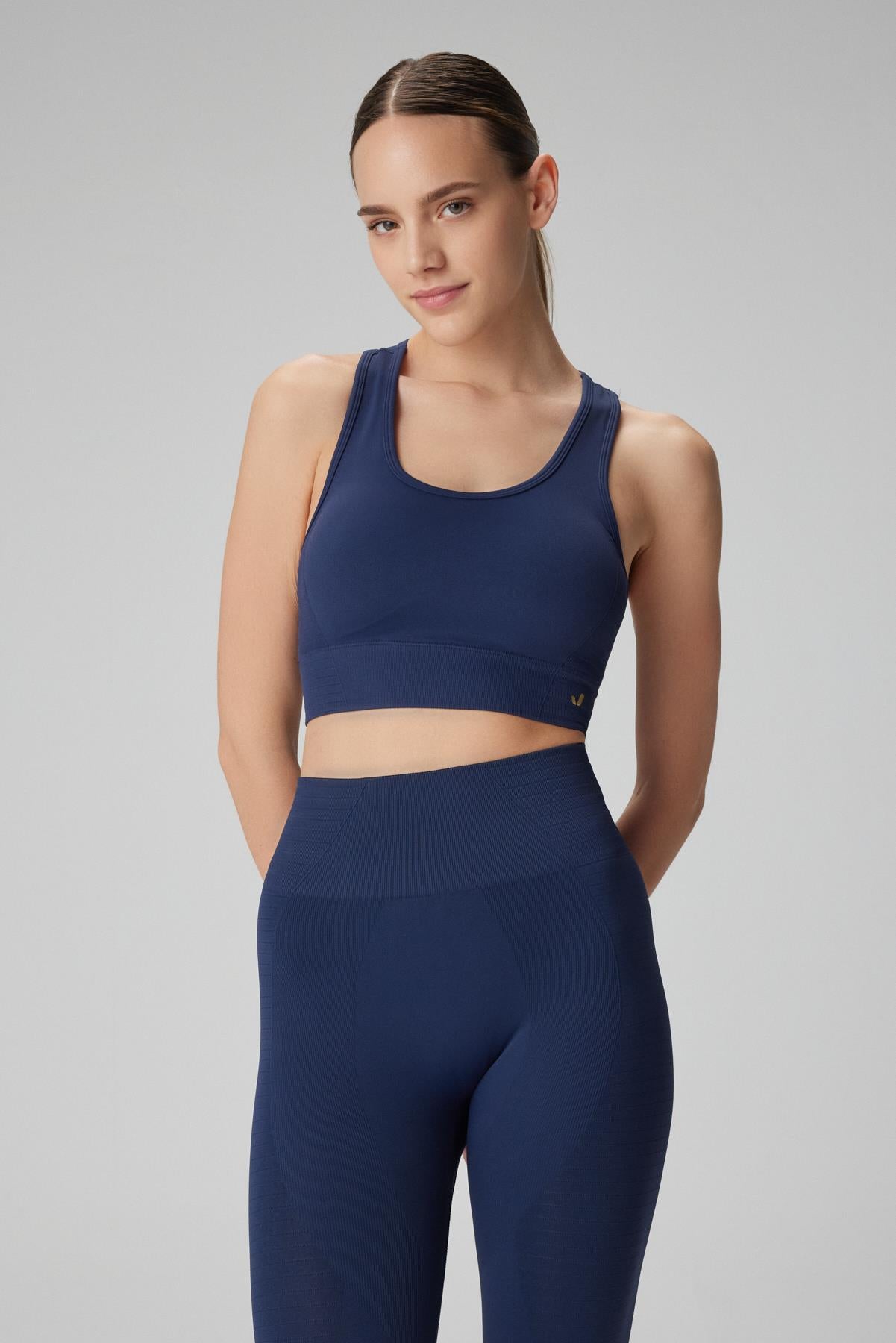 Gela Double Layer Compress Sports Bra Navy