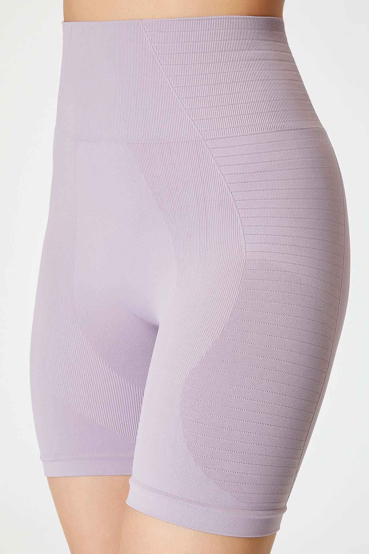 Gela Şekillendirici Sport Biker Tayt Pastel Mor