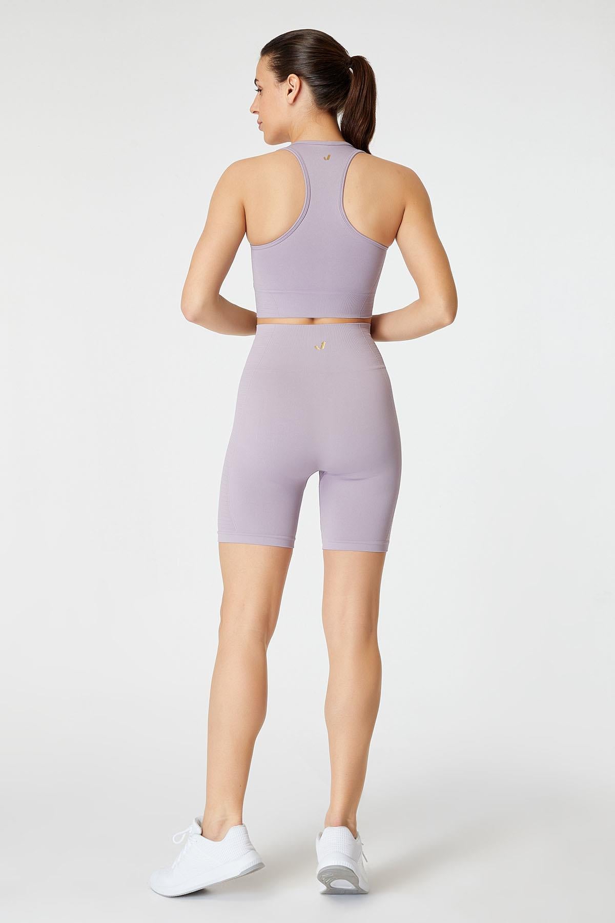 Gela Şekillendirici Sport Biker Tayt Pastel Mor
