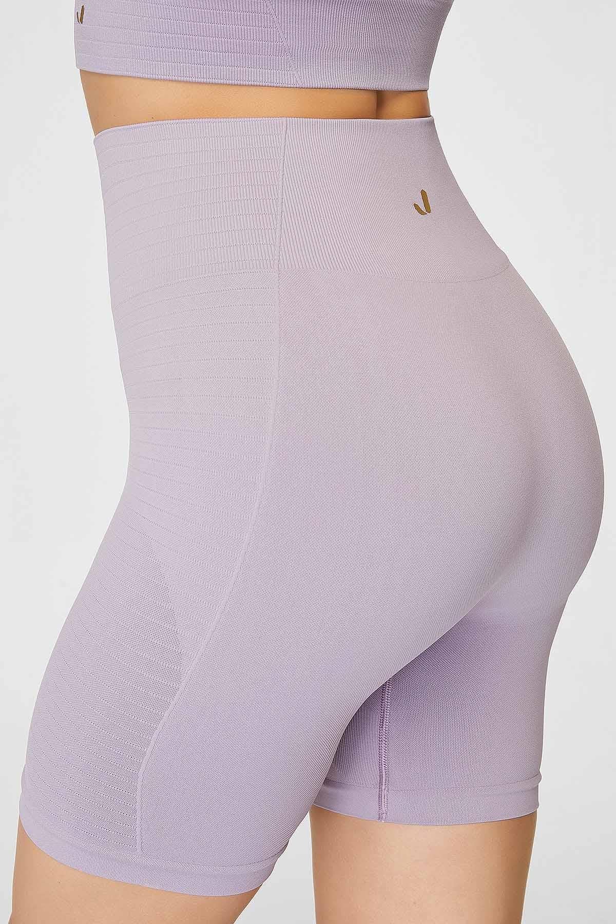 Gela Şekillendirici Sport Biker Tayt Pastel Mor