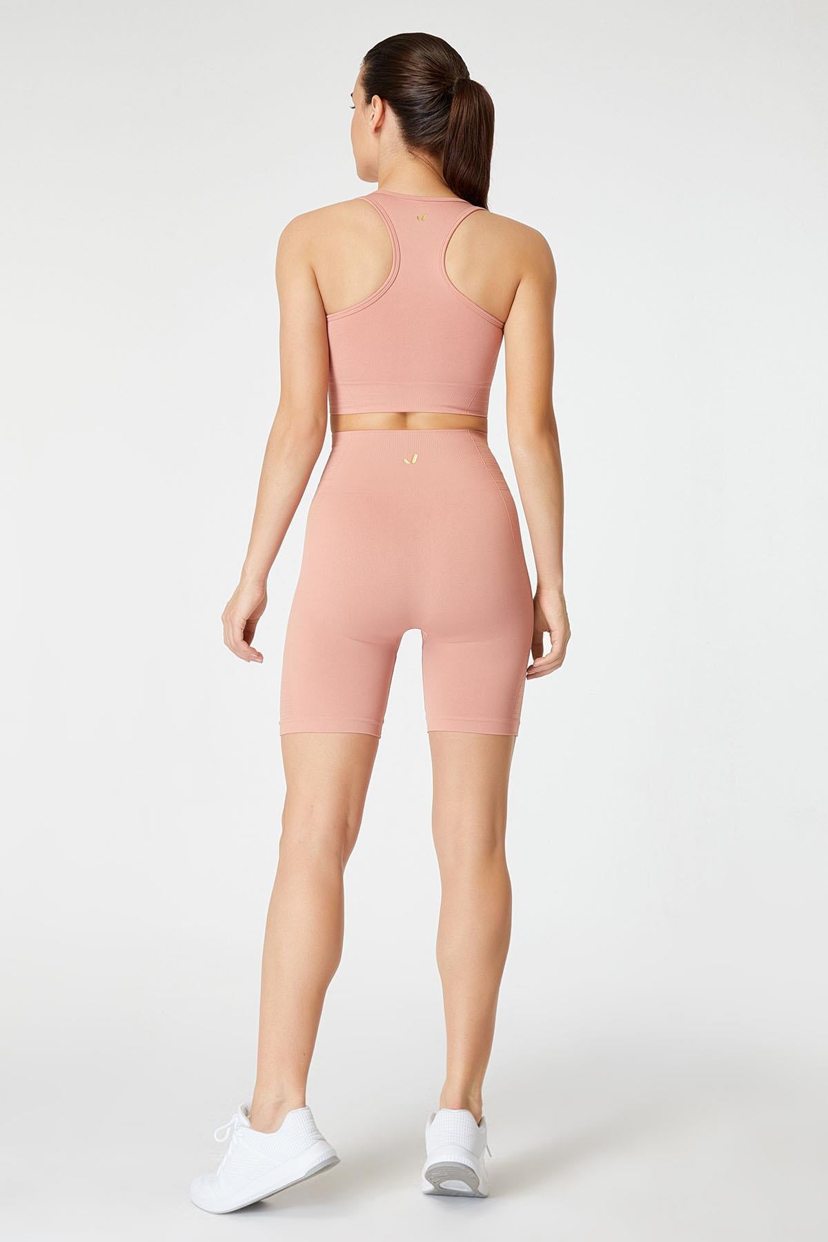 Gela Şekillendirici Sport Biker Tayt Pastel Pembe