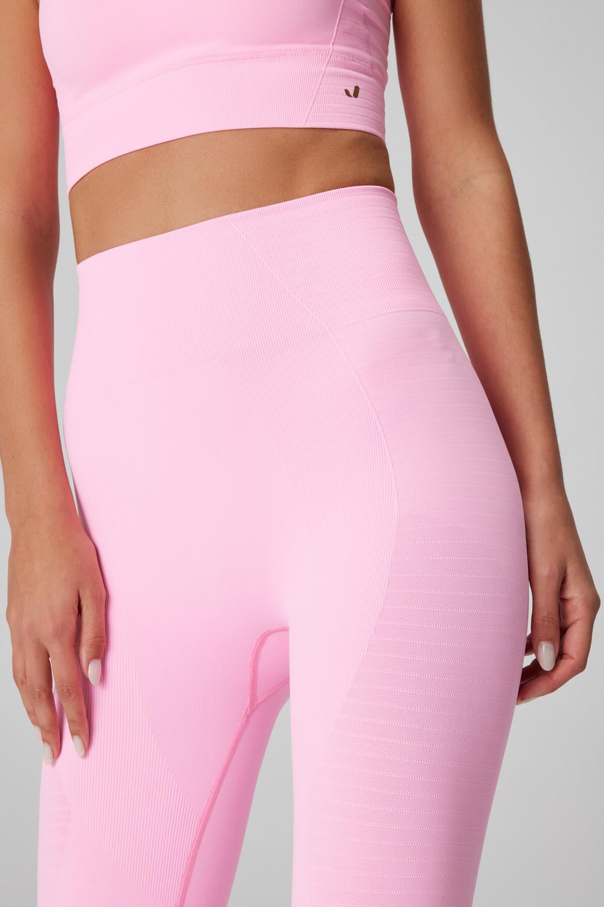 Gela Yüksek Bel, Esnek ve Toparlayıcı Spor Tayt Neon Pembe