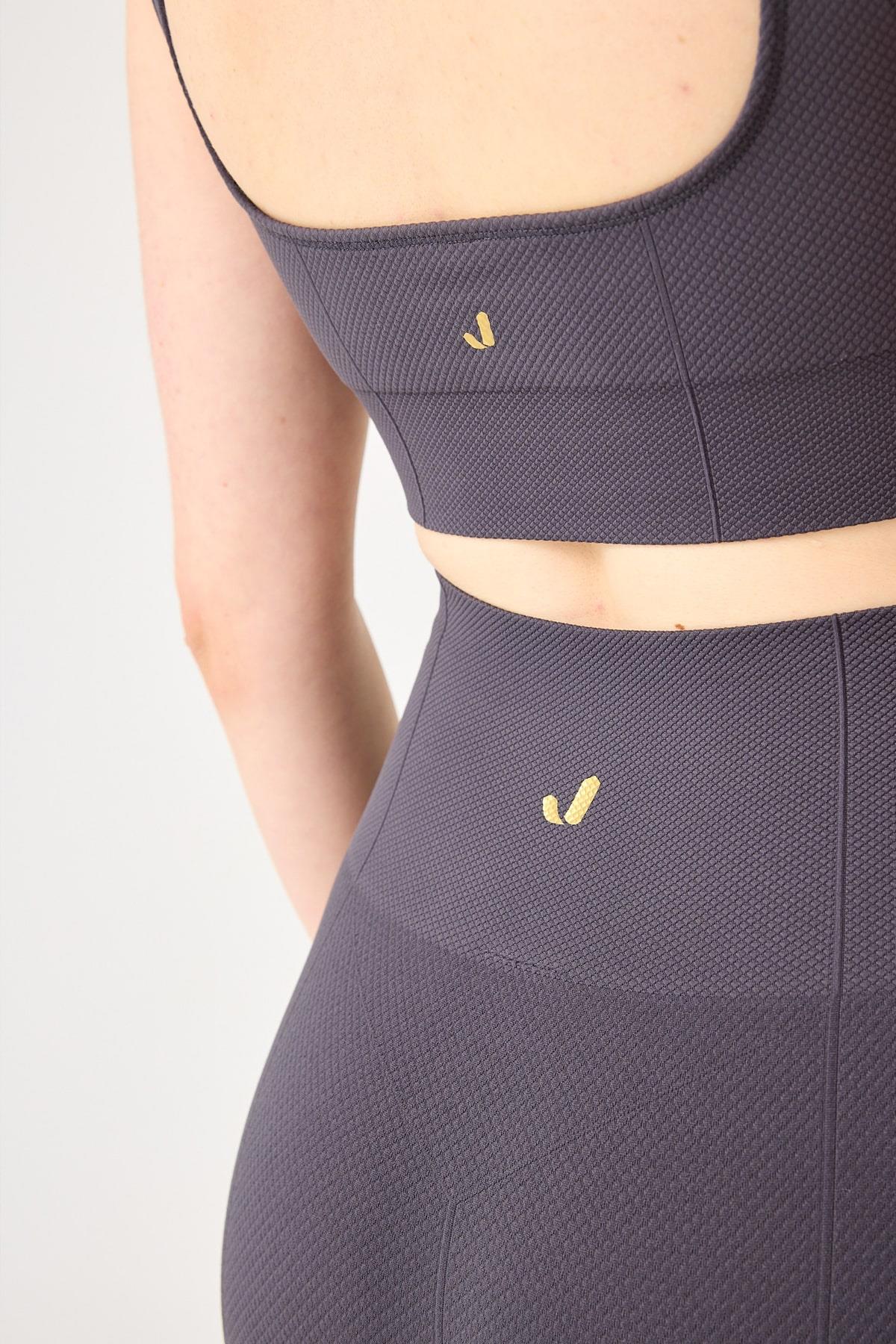 Holly Honeycomb Patterned High Waist Leggings Anthracite