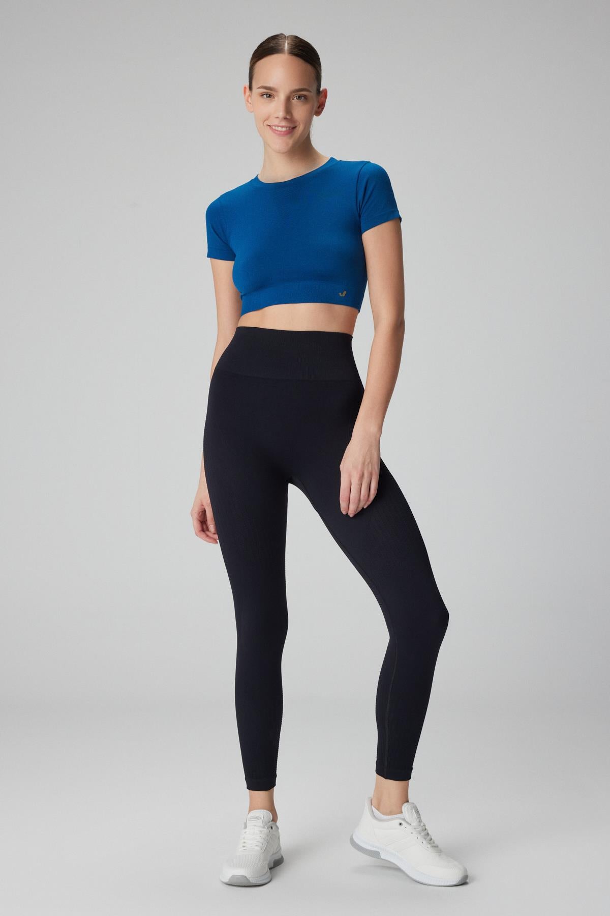 Lily Pattern Detailed Shaping Leggings Black