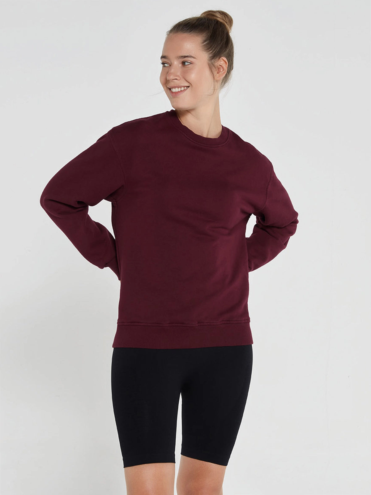 Lydney Kadın Sıfır Yaka Sweatshirt Bordo