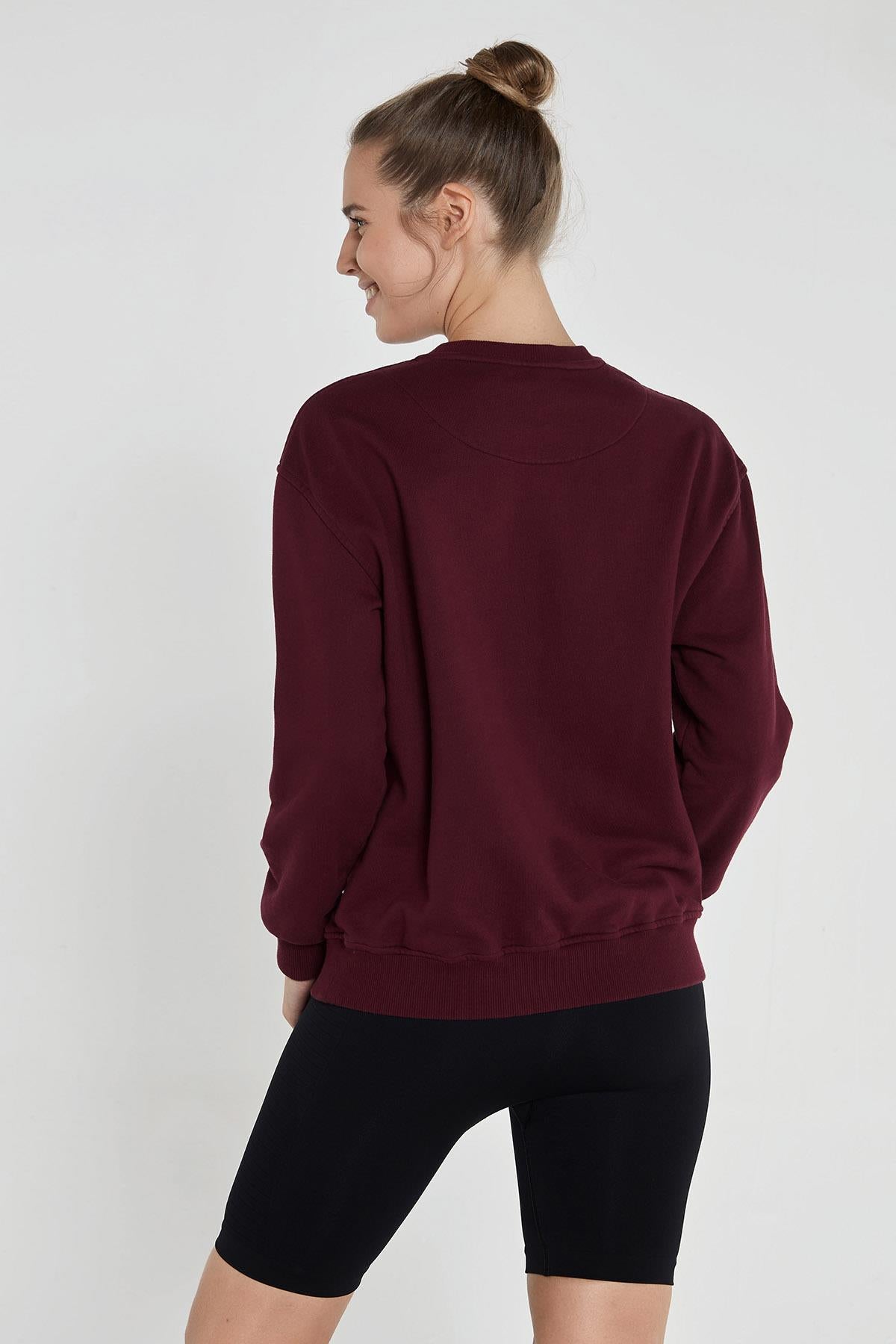 Lydney Kadın Sıfır Yaka Sweatshirt Bordo