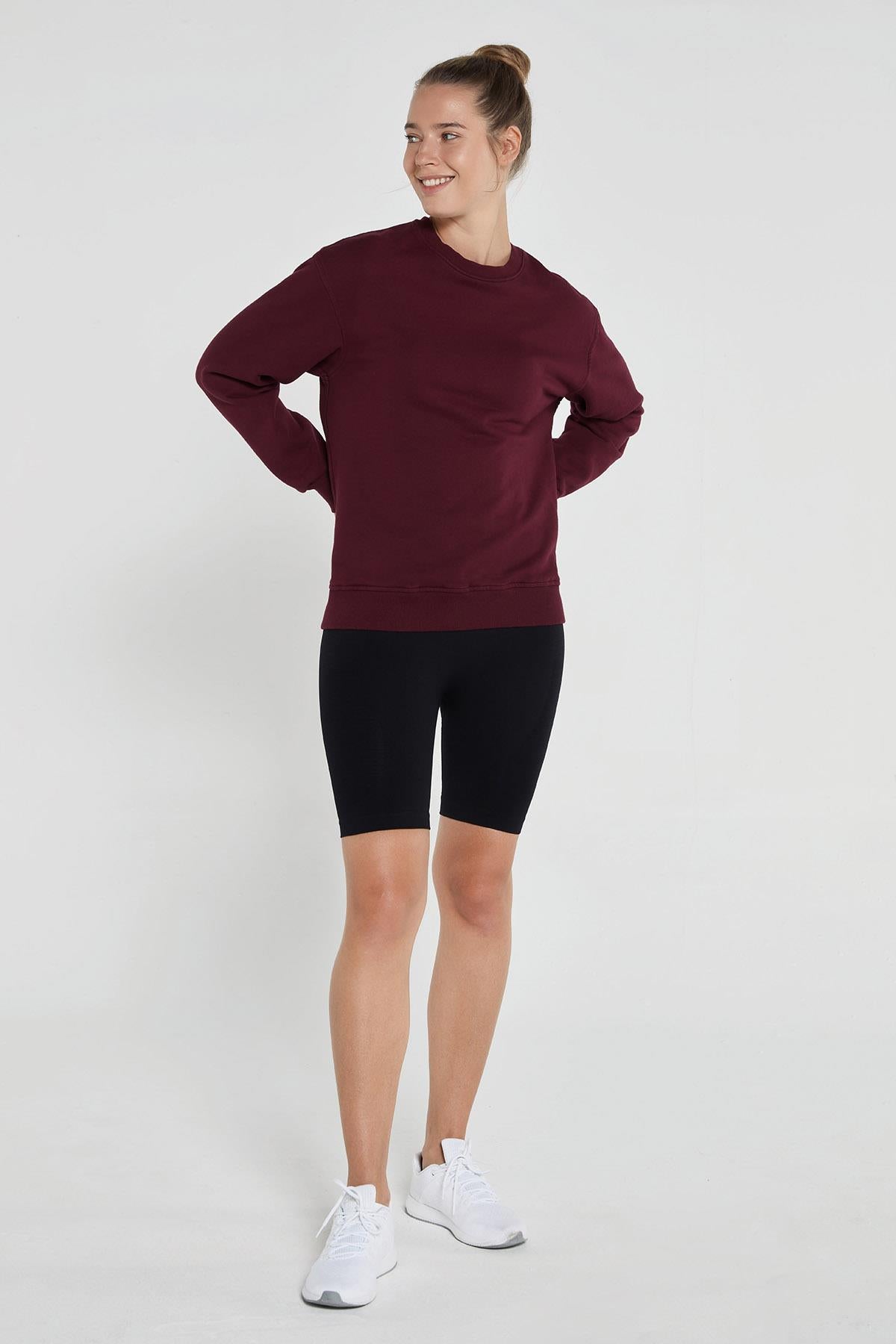 Lydney Kadın Sıfır Yaka Sweatshirt Bordo