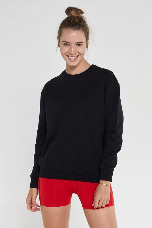 Lydney Kadın Sıfır Yaka Sweatshirt Siyah