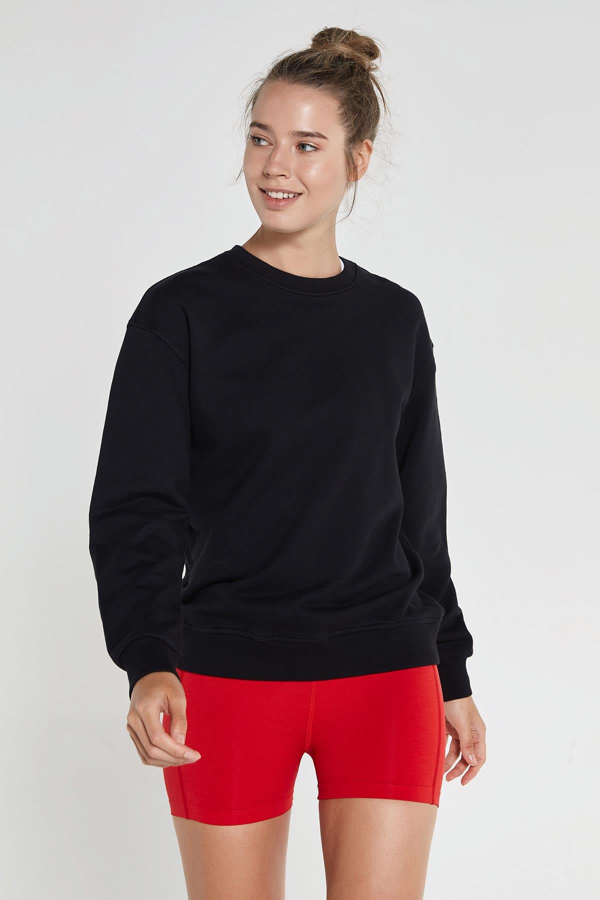 Lydney Kadın Sıfır Yaka Sweatshirt Siyah