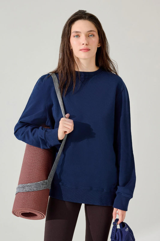 Lydney Kadın V Detaylı Sıfır Yaka Sweatshirt Lacivert