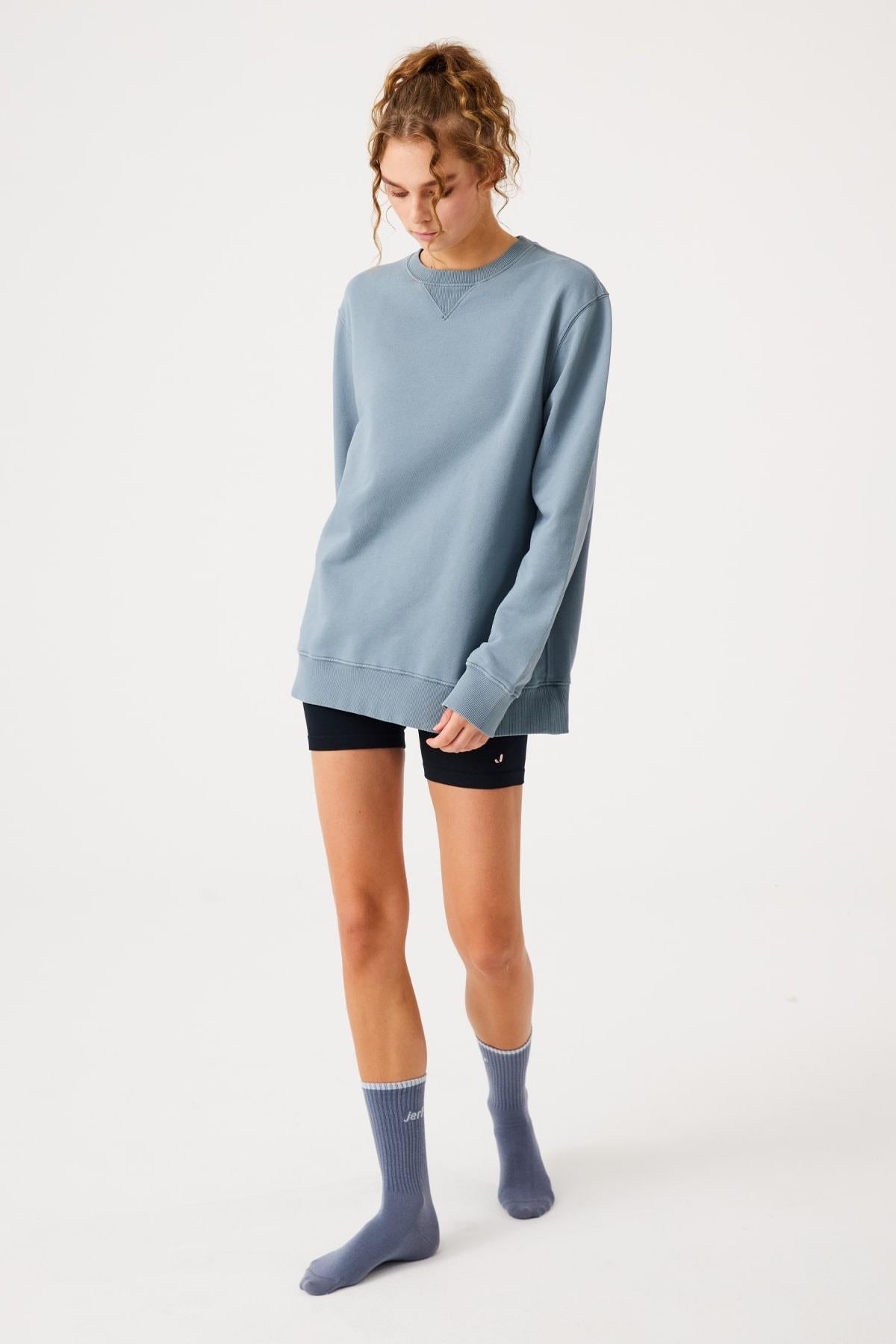 Lydney Kadın V Detaylı Sıfır Yaka Sweatshirt Stone