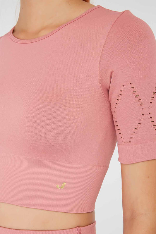 Naples Kısa Kol Crop Top Econyl Pembe
