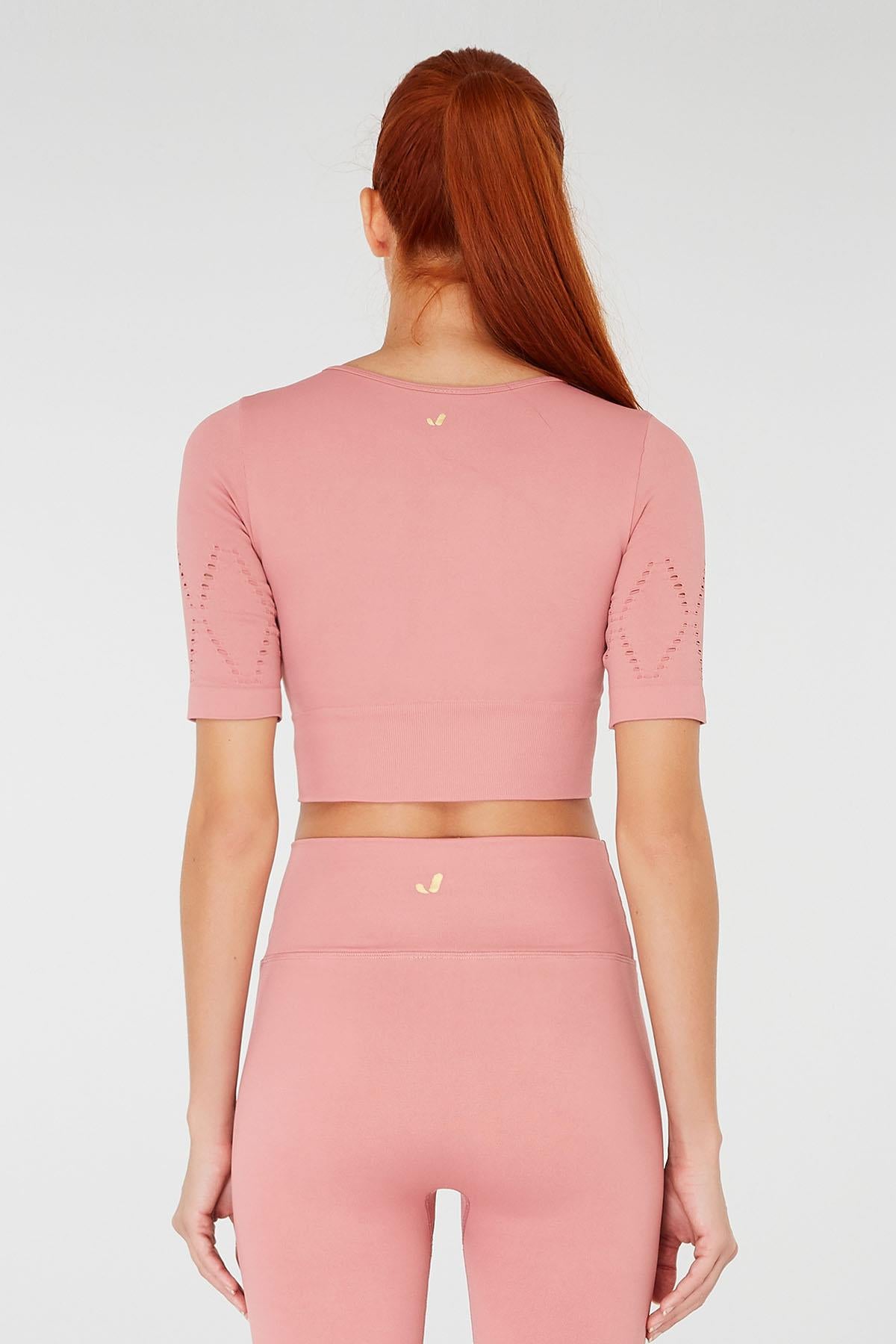 Naples Kısa Kol Crop Top Econyl Pembe