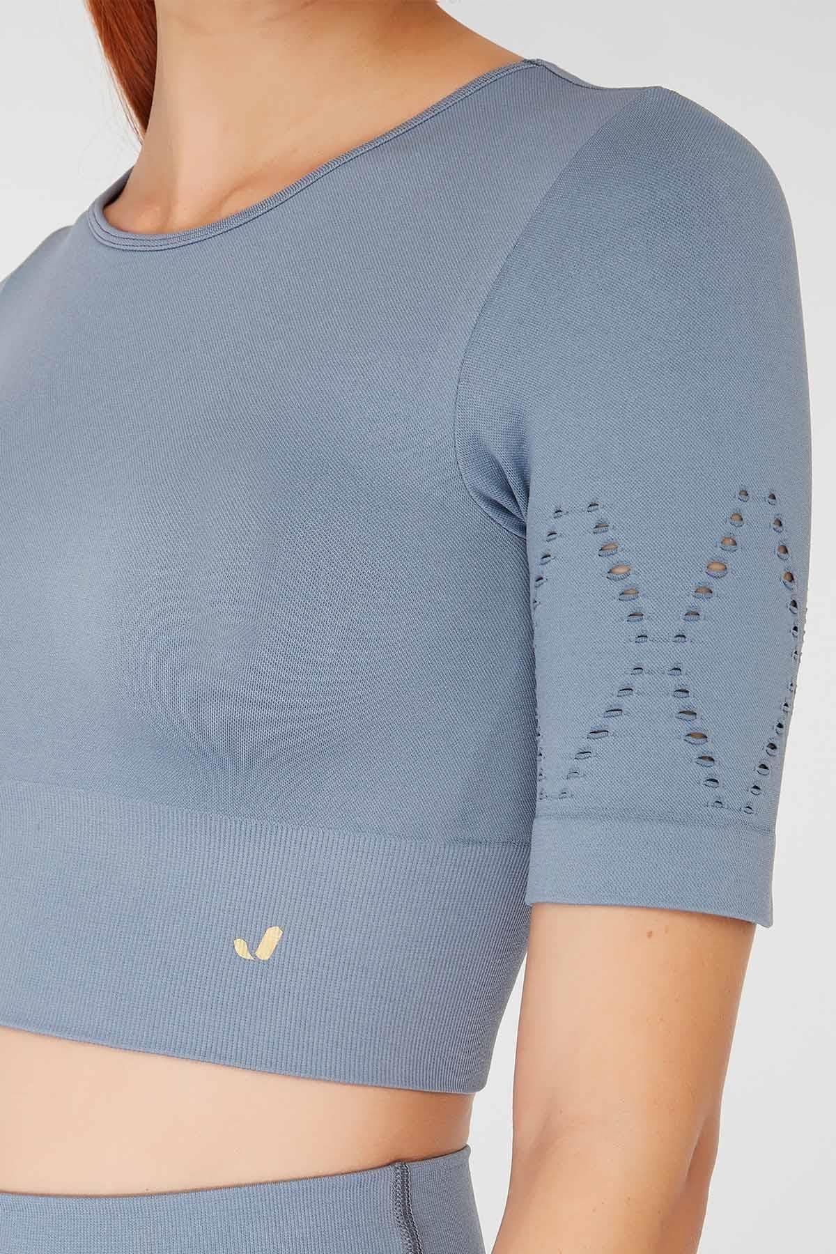 Naples Kısa Kol Crop Top Econyl Stone