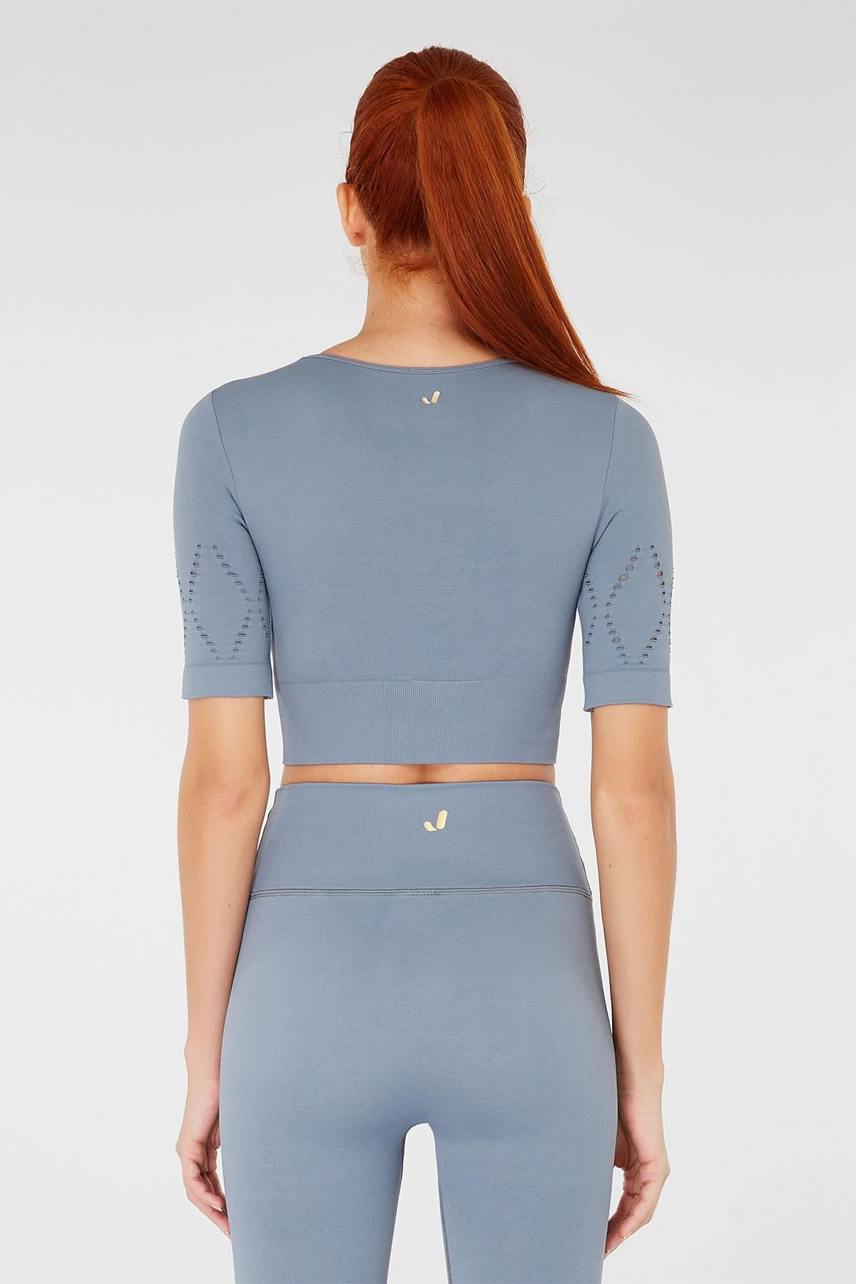 Naples Kısa Kol Crop Top Econyl Stone