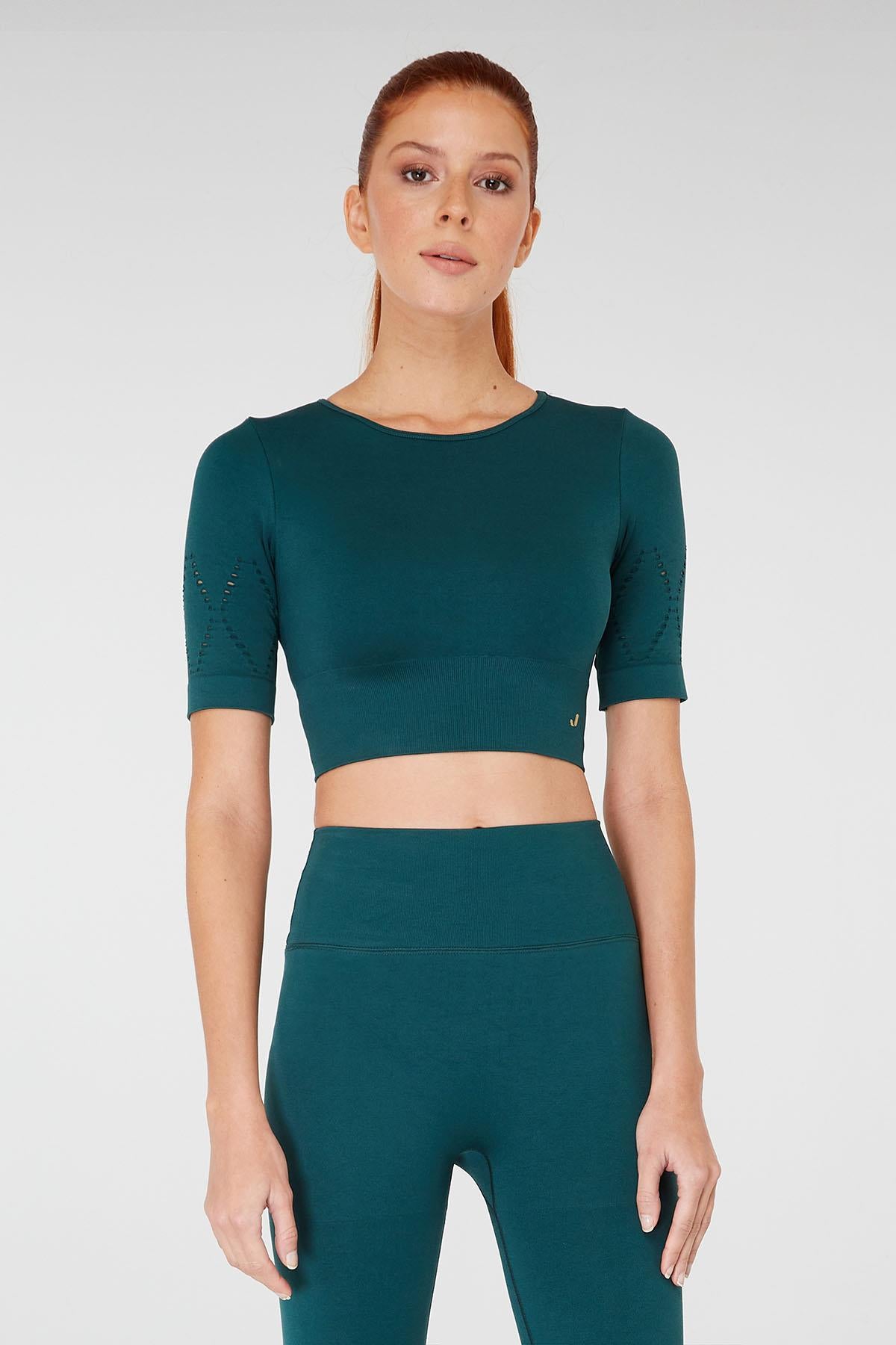 Naples Kısa Kol Crop Top Econyl Yeşil