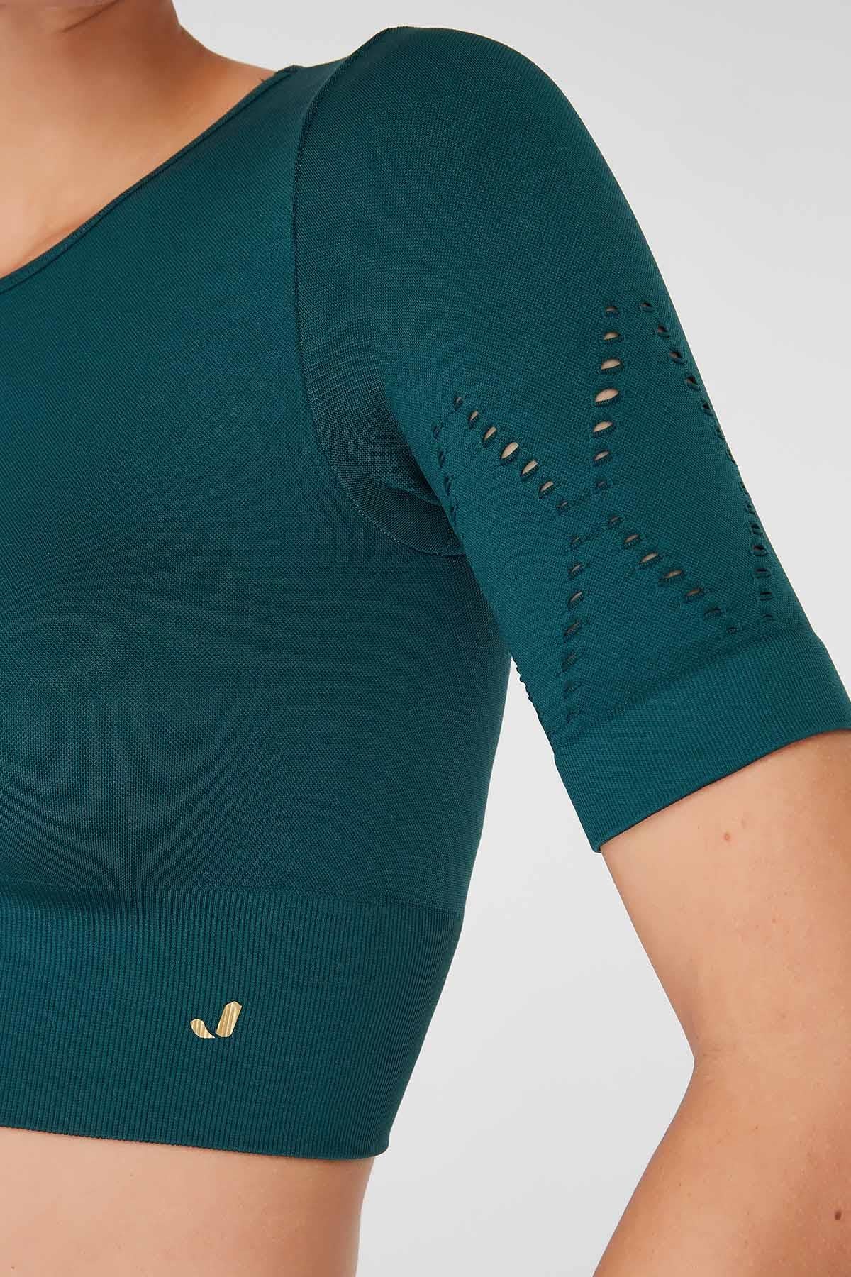Naples Kısa Kol Crop Top Econyl Yeşil