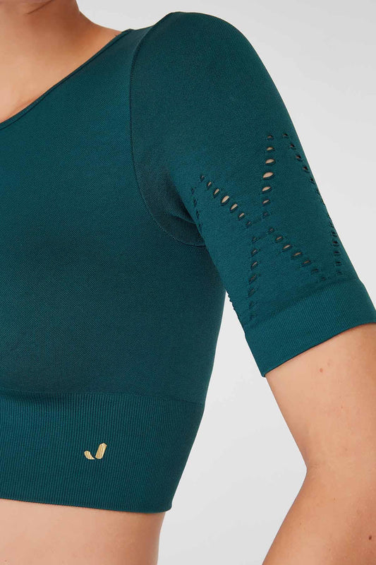 Naples Kısa Kol Crop Top Econyl Yeşil