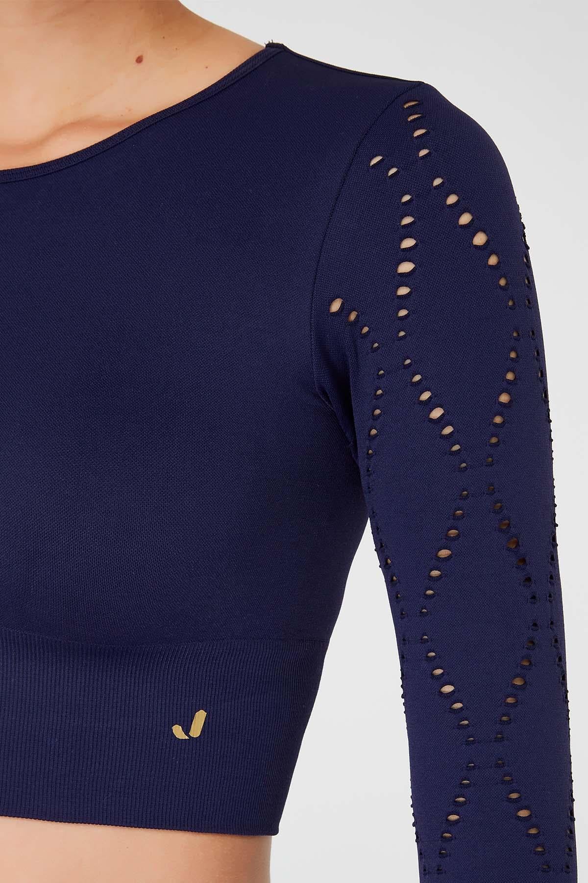 Naples Uzun Kol Crop Top Econyl Lacivert