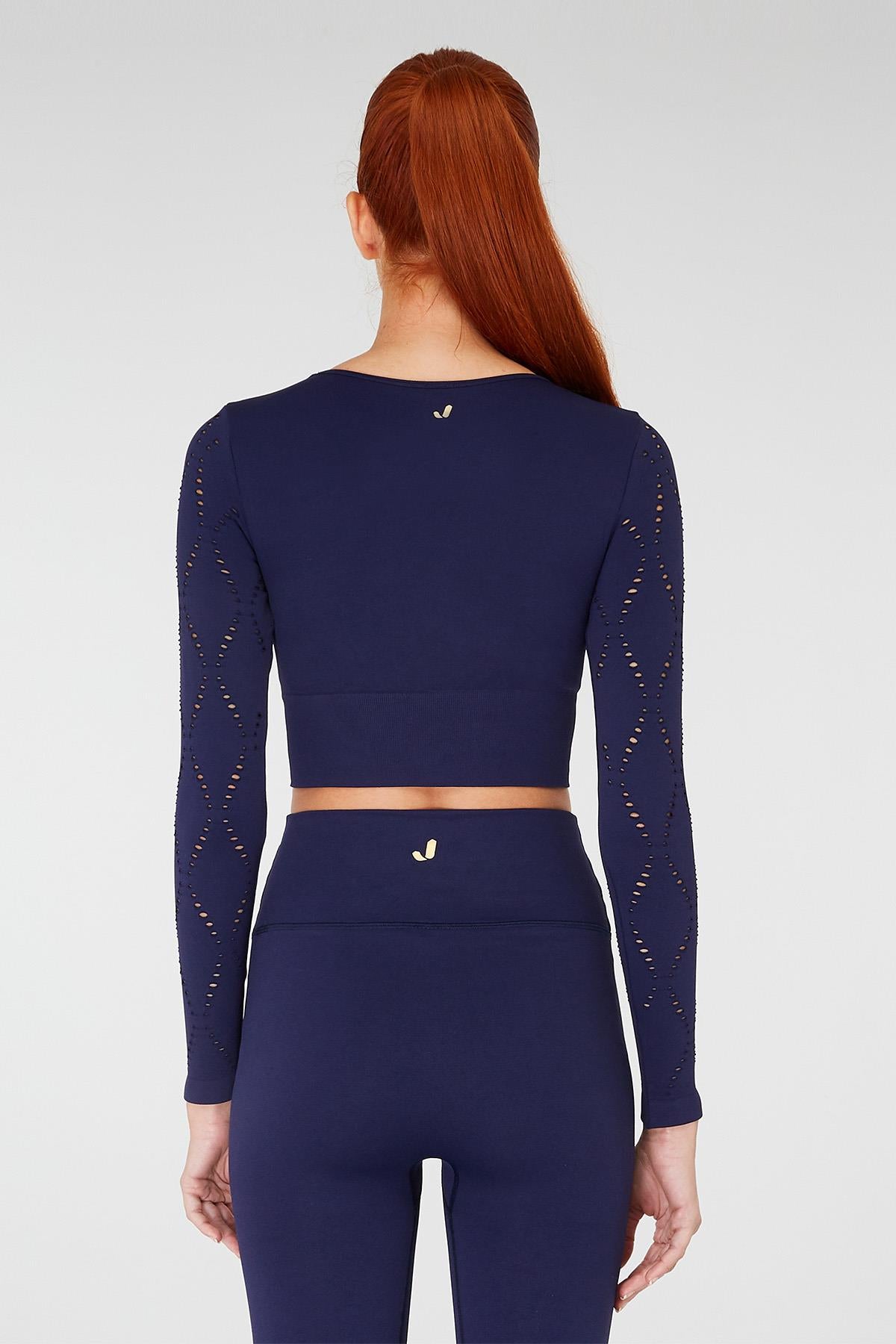 Naples Uzun Kol Crop Top Econyl Lacivert