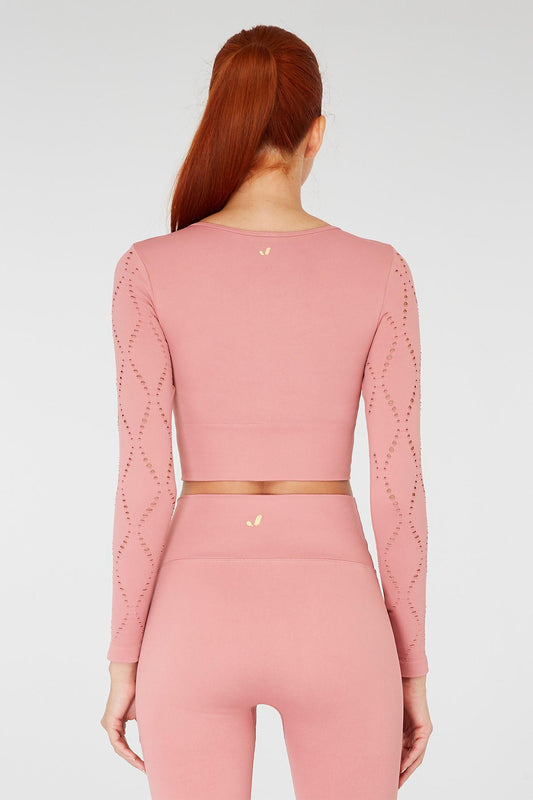Naples Uzun Kol Crop Top Econyl Pembe