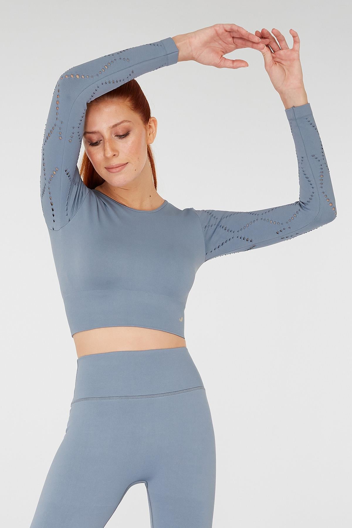 Naples Uzun Kol Crop Top Econyl Stone